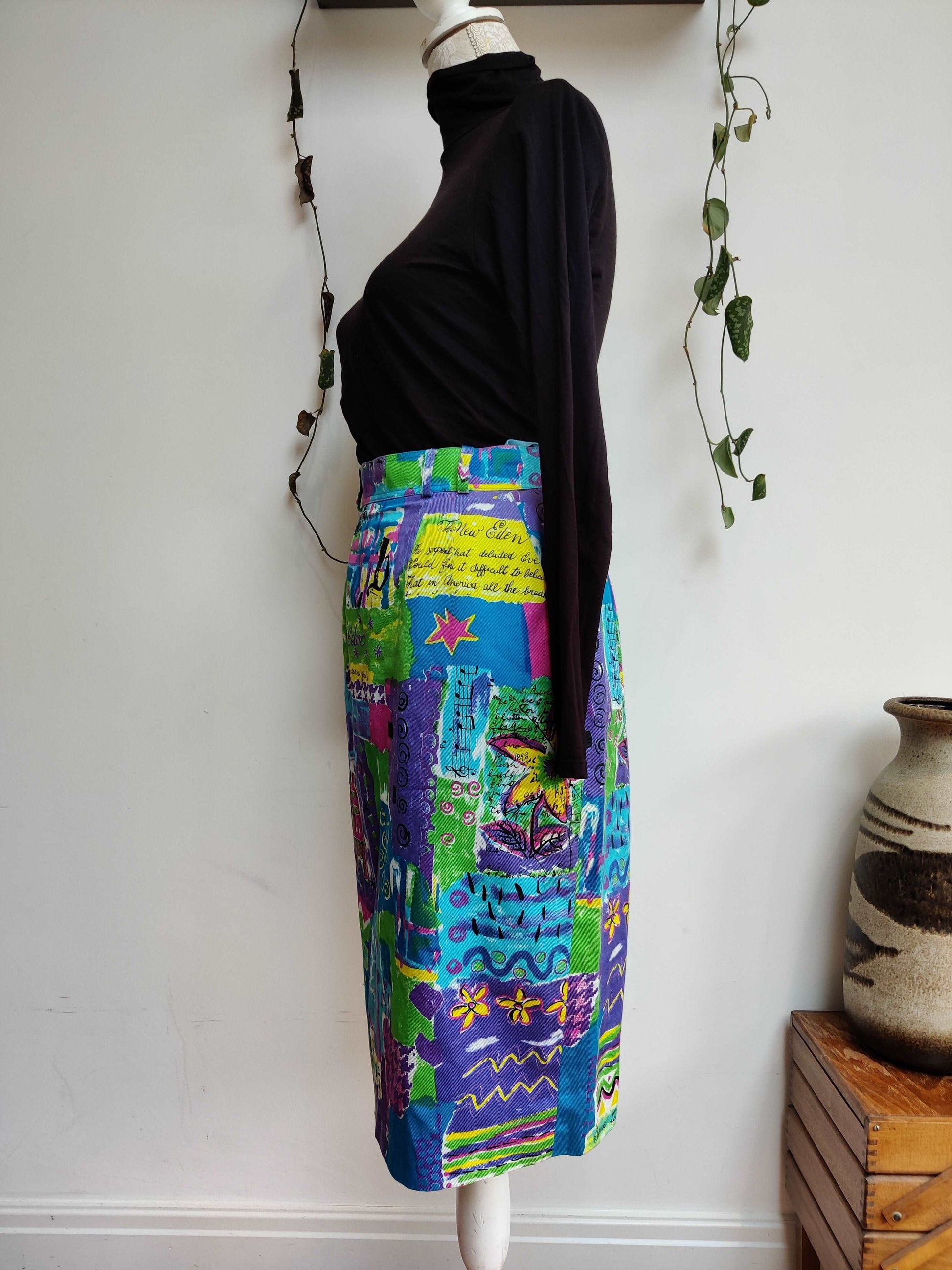 Awesome 80s colourful pencil skirt. Size 12