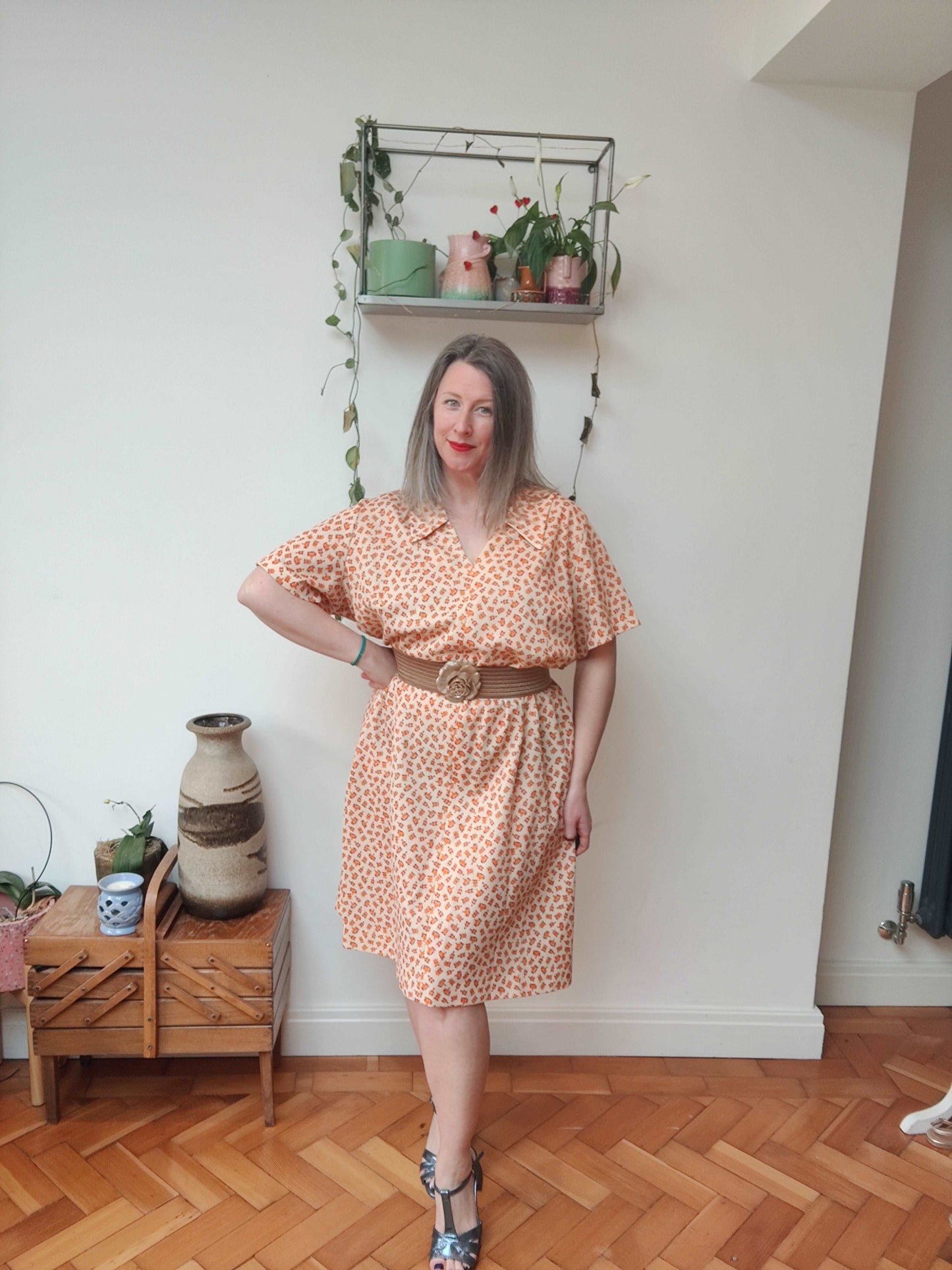 70's ditsy print plus size dress