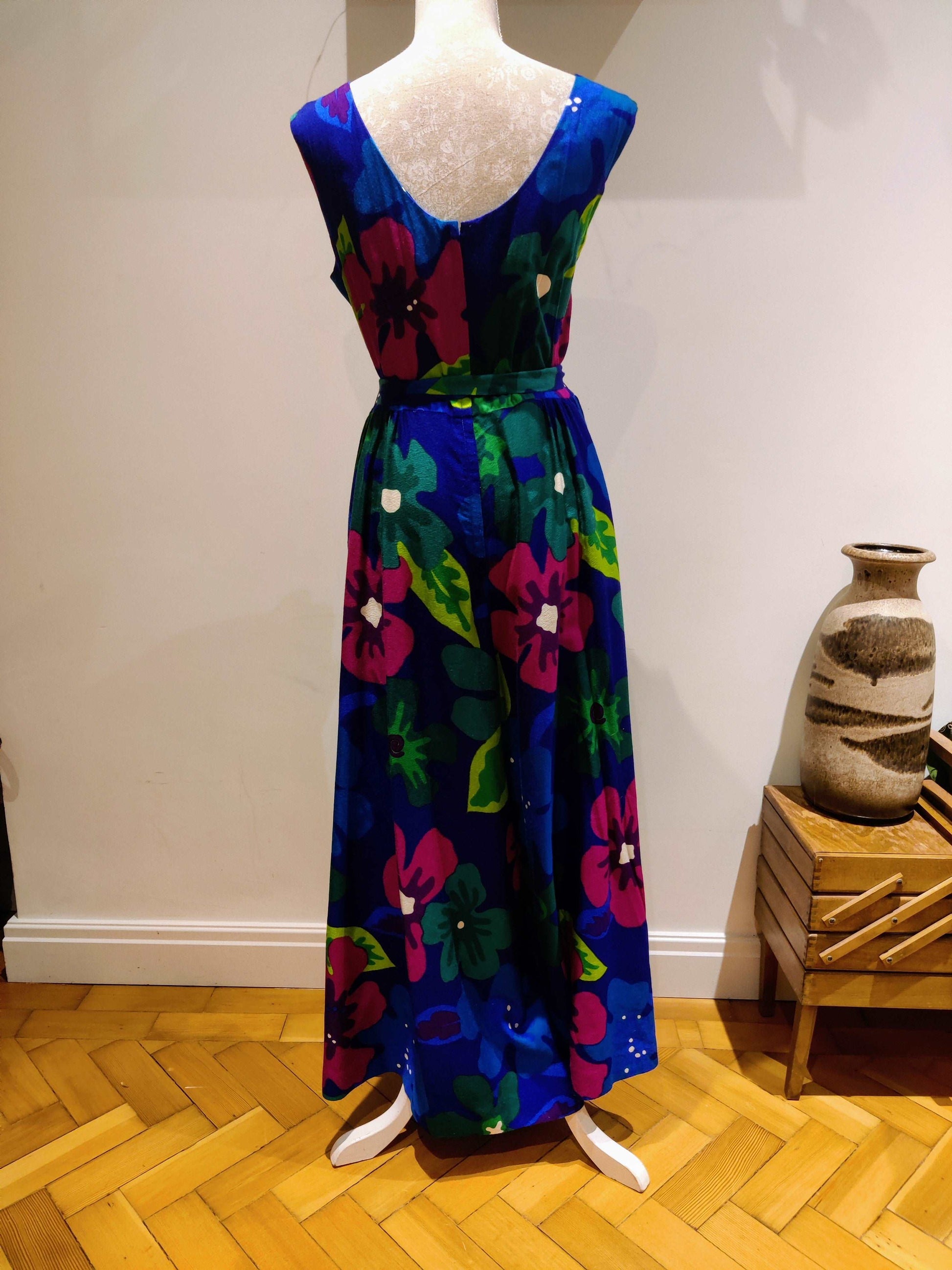1970s wide legged jumpsuit in vibrant floral print