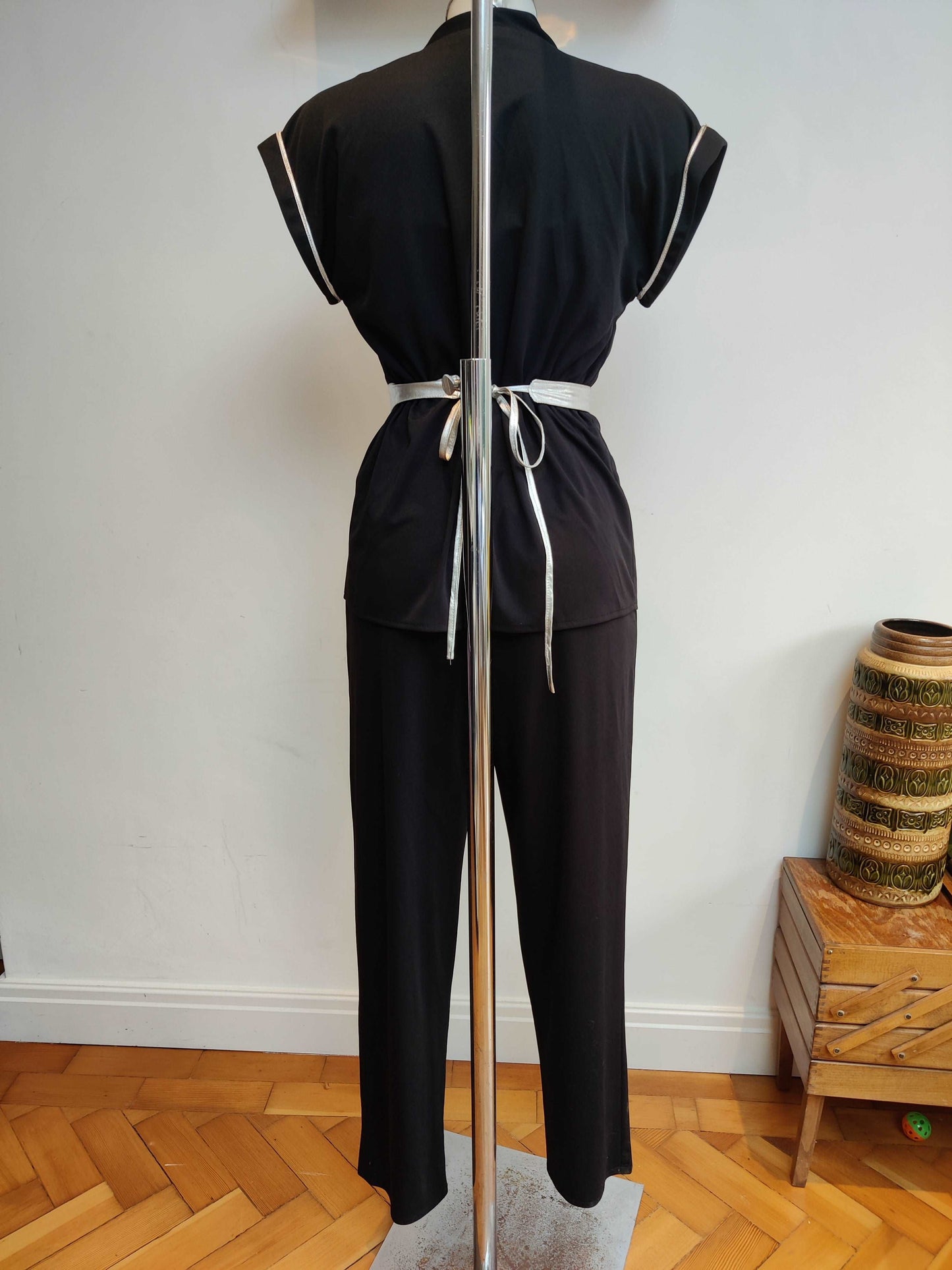 Vintage jumpsuit co-ord in black and silver. Disco tastic!