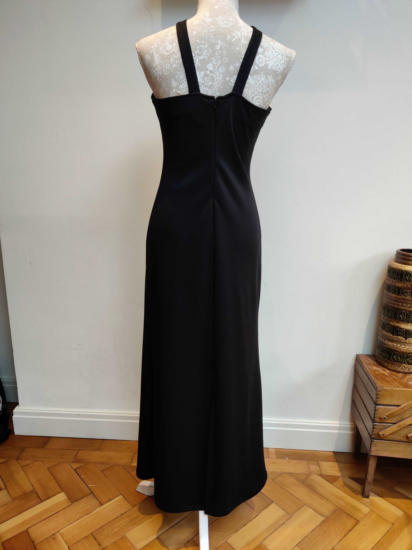 Halterneck style vintage maxi dress in black.