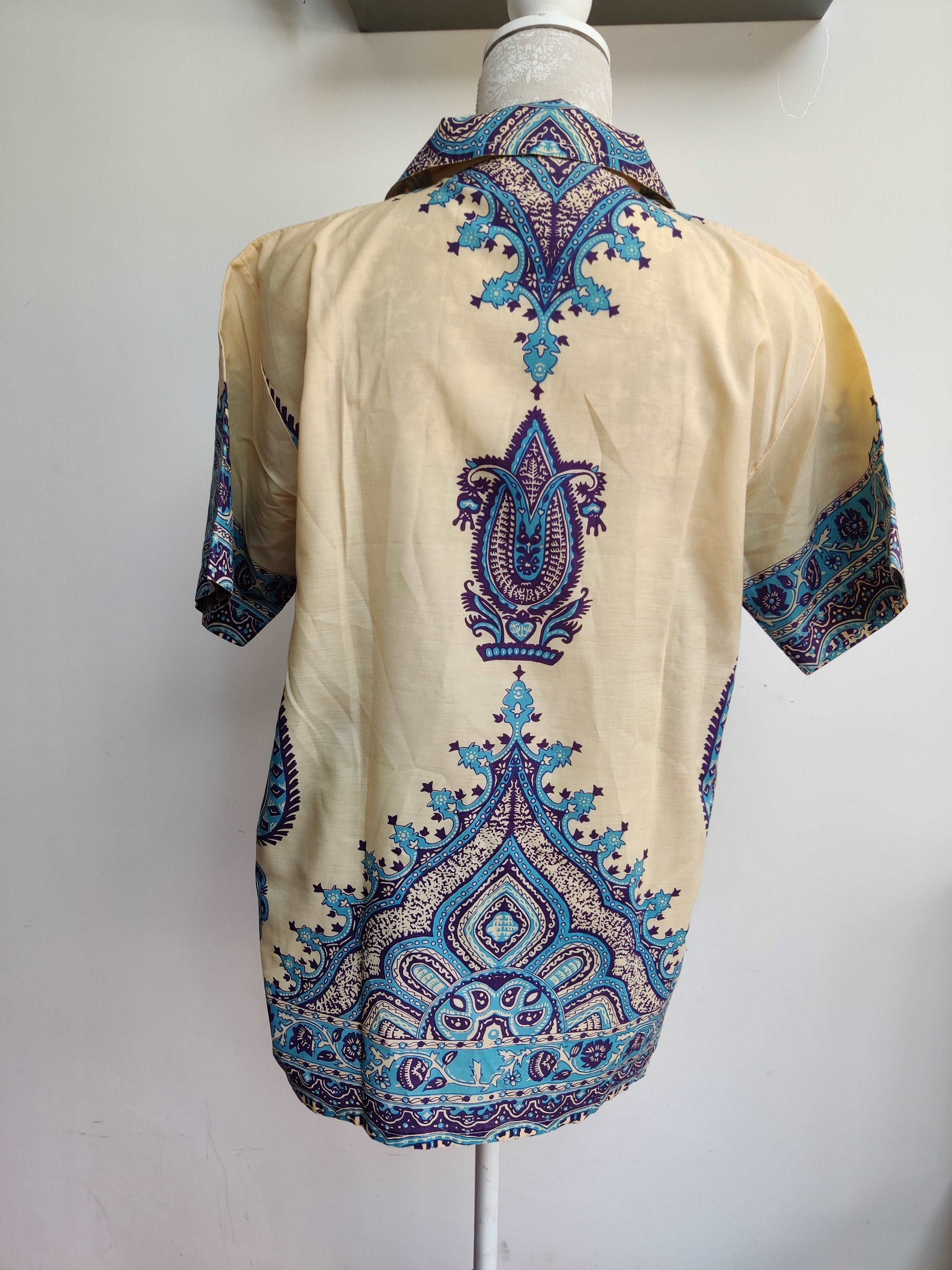 Vintage Mandala print short sleeve shirt