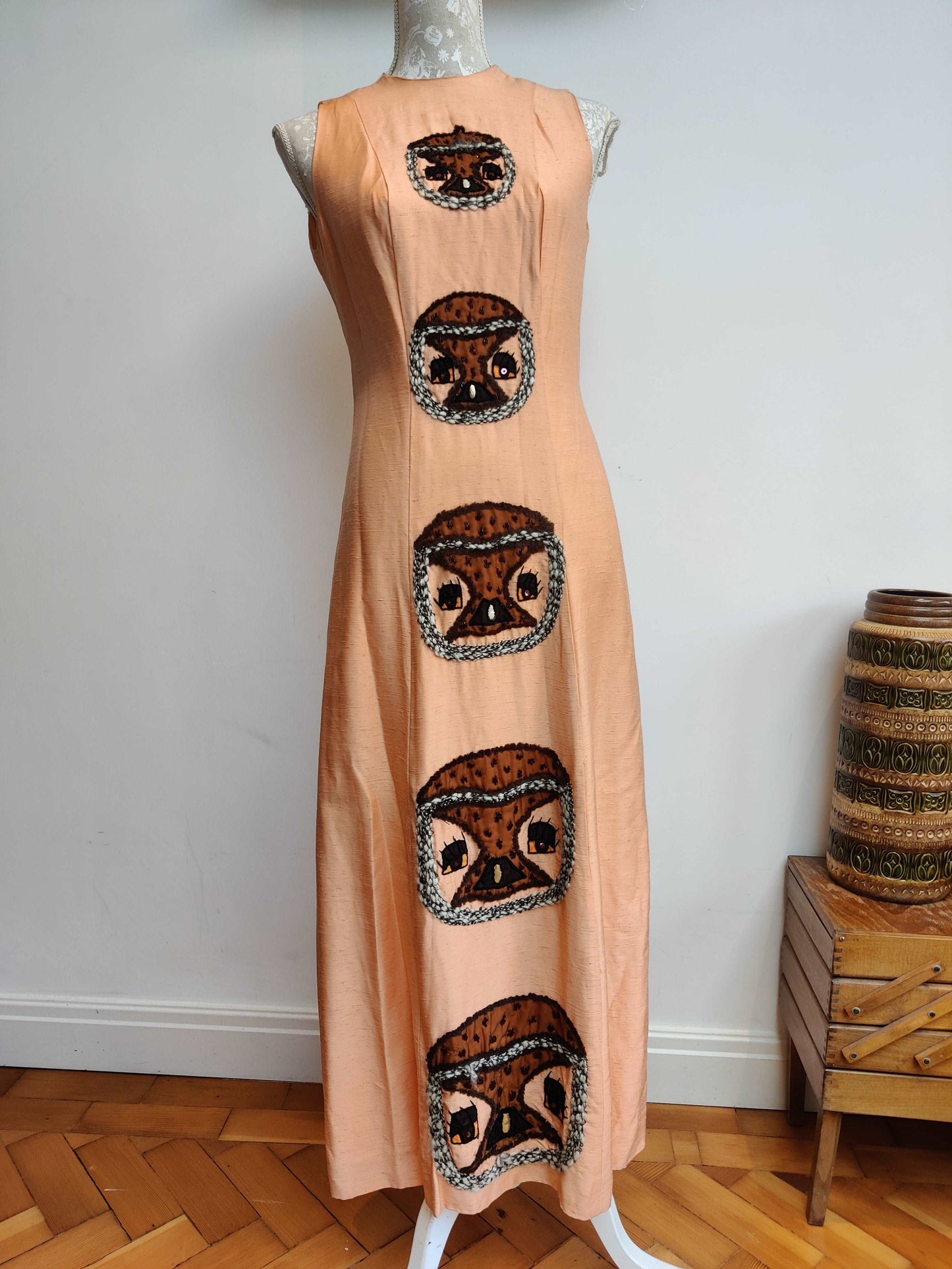 Beautiful 70s maxi dress with embellished design