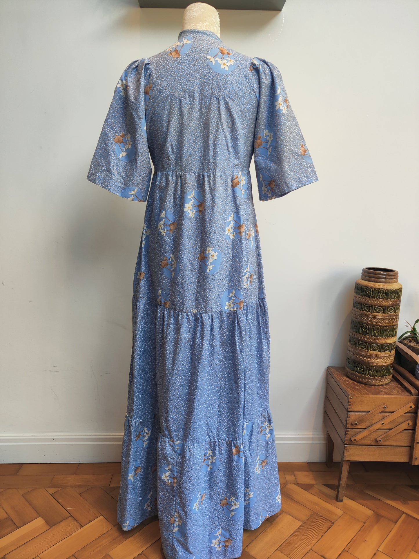 Blue floral maxi dress size 8-10