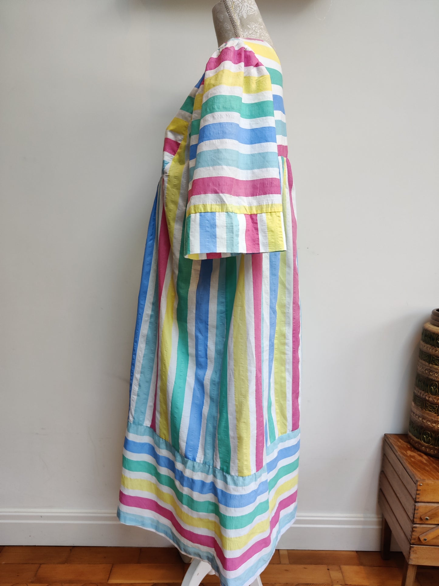 Vintage Saybury dress with rainbow stripe. size 14-18