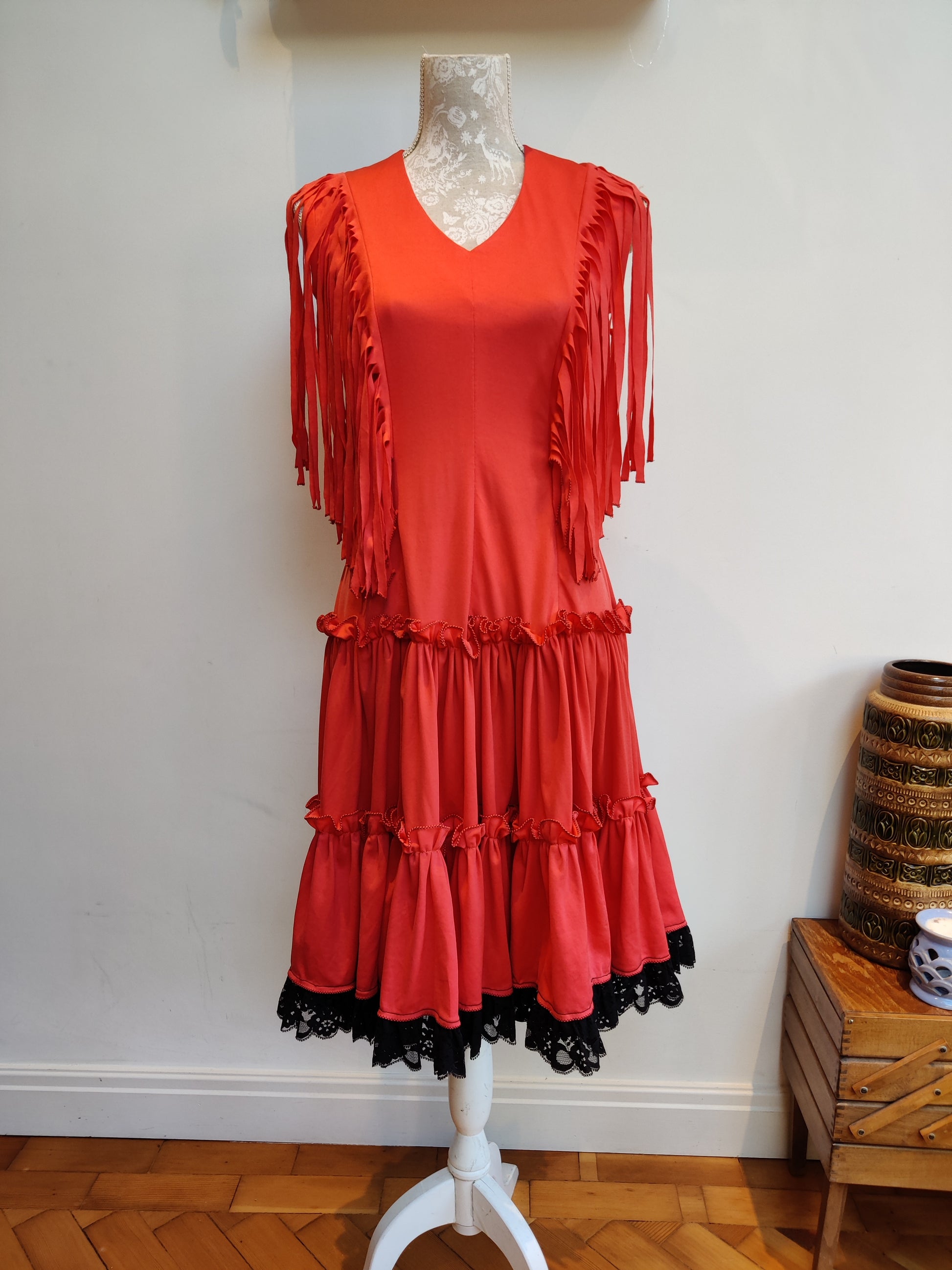 Incredible red and black lace rodeo dress size 12