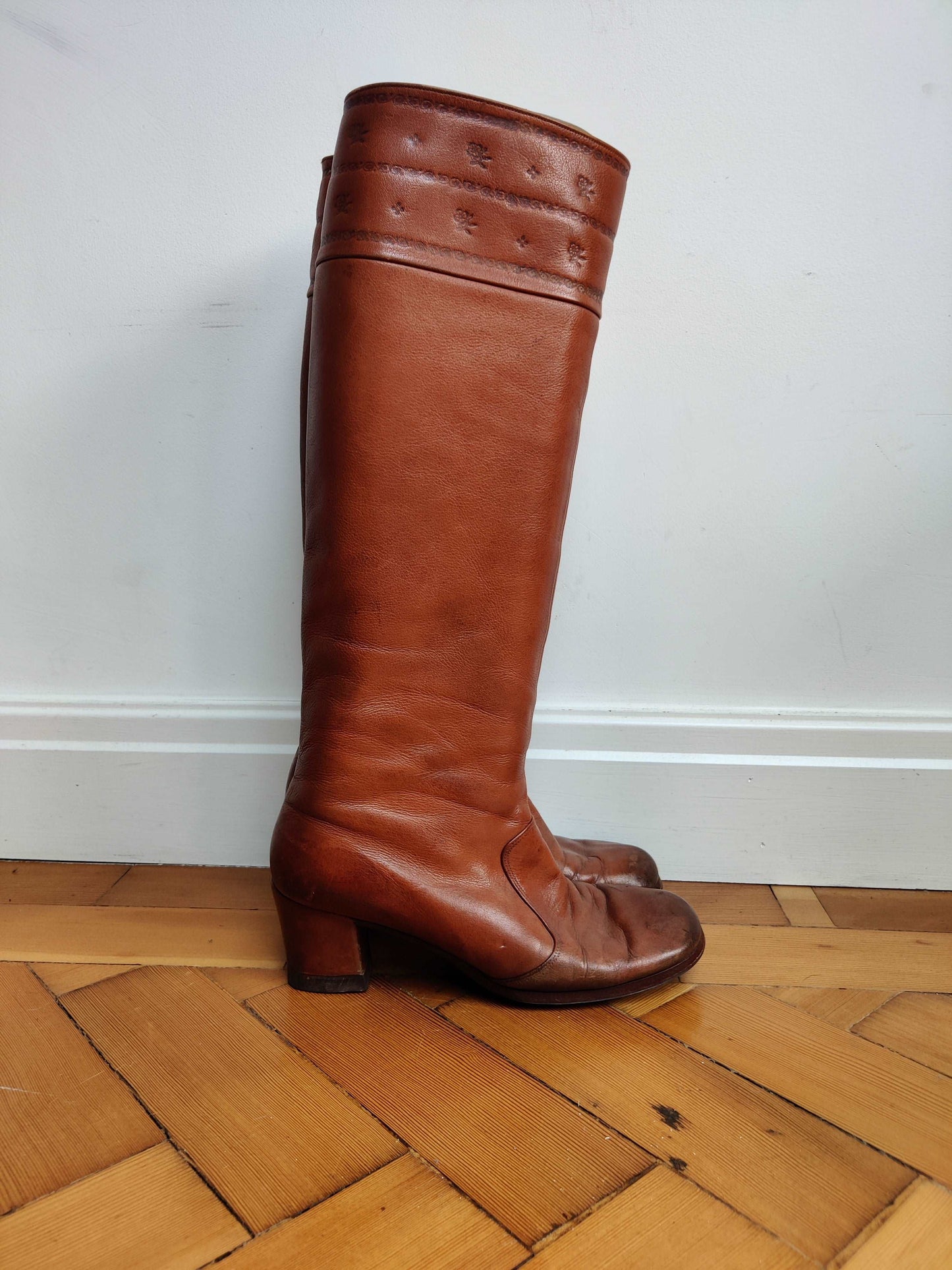 70s knee high leather boots
