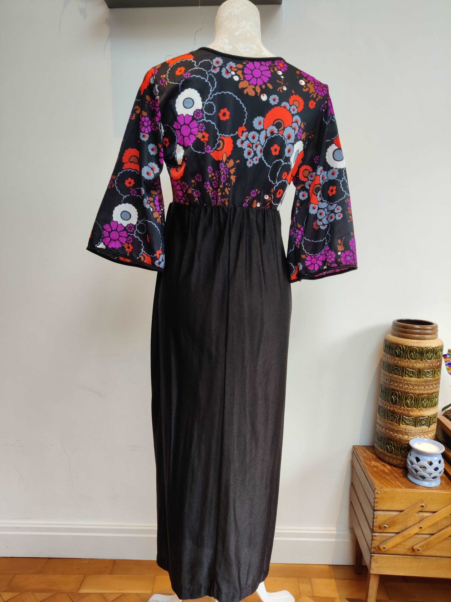 Black maxi with pink psychedelic print 