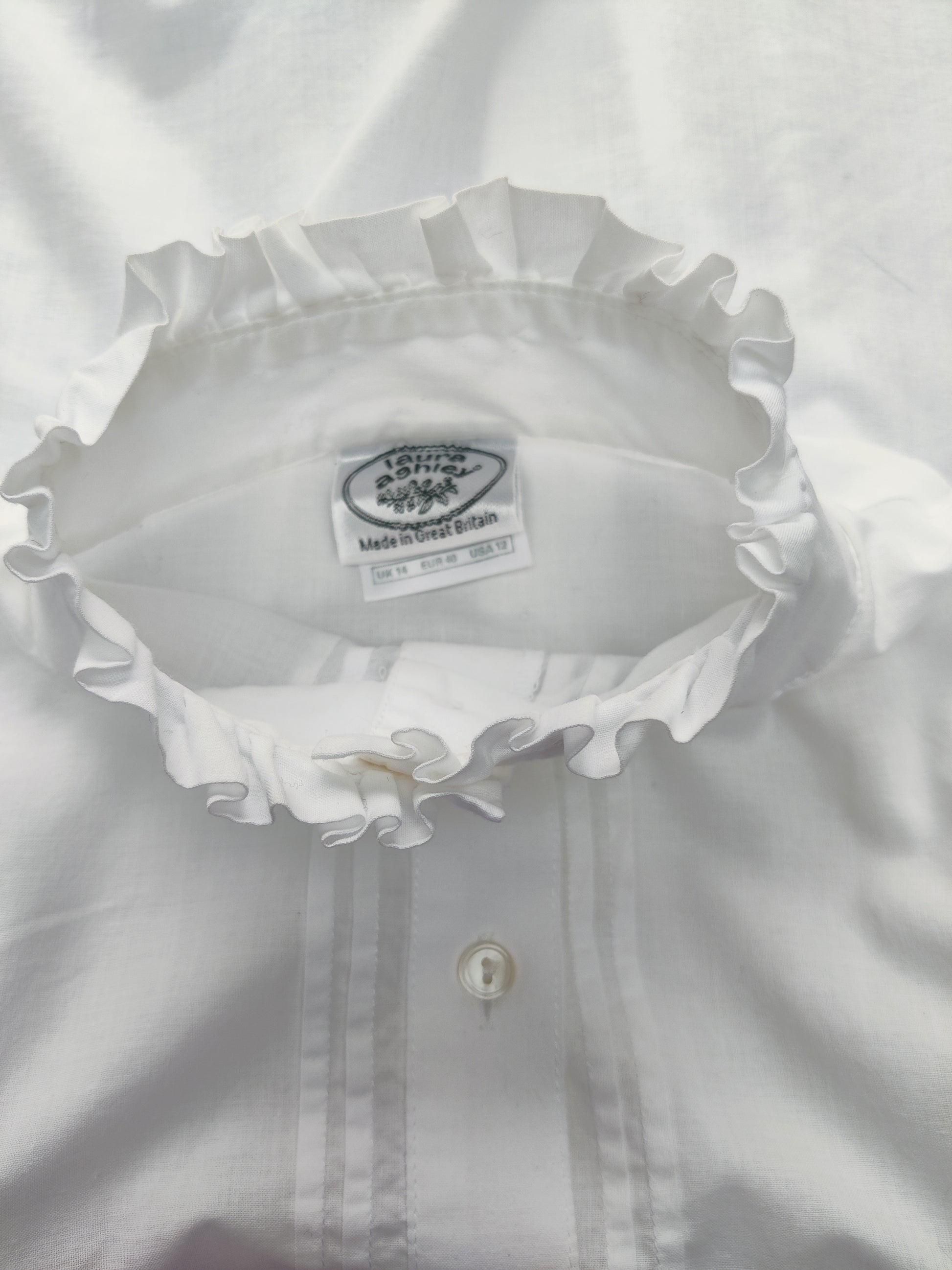 Vintage Laura Ashley white shirt with high neck 