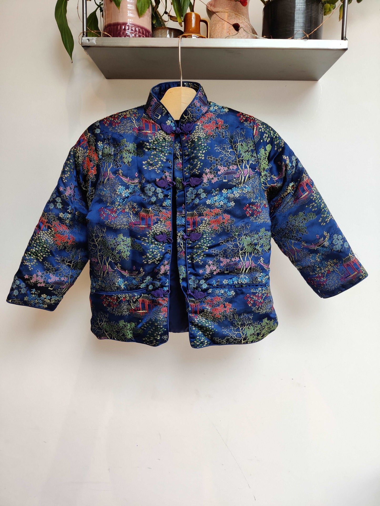 Child's blue Chinese jacket with Mandarin collar. Age 4.