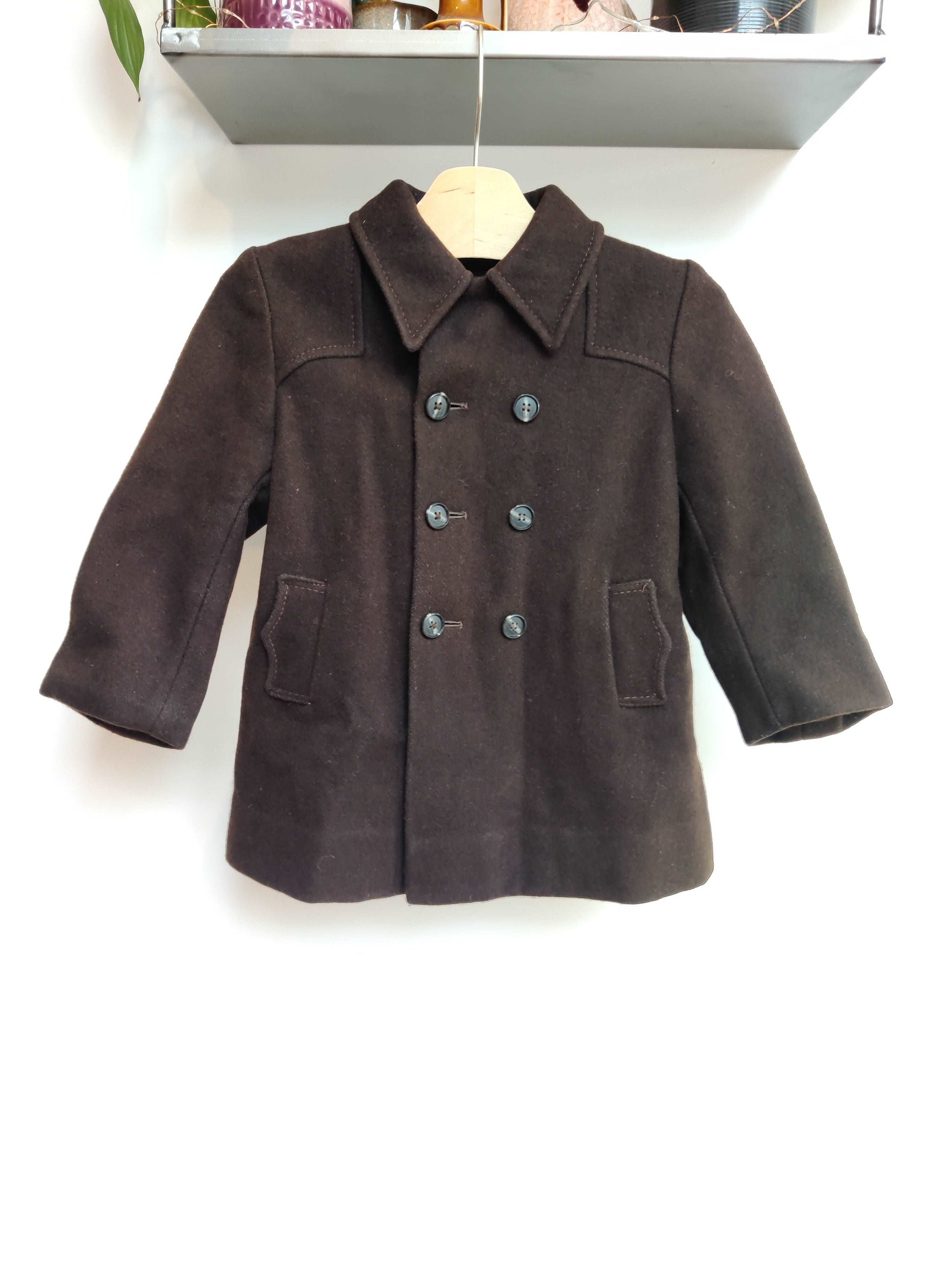 Chocolate brown vintage wool jacket age 3.