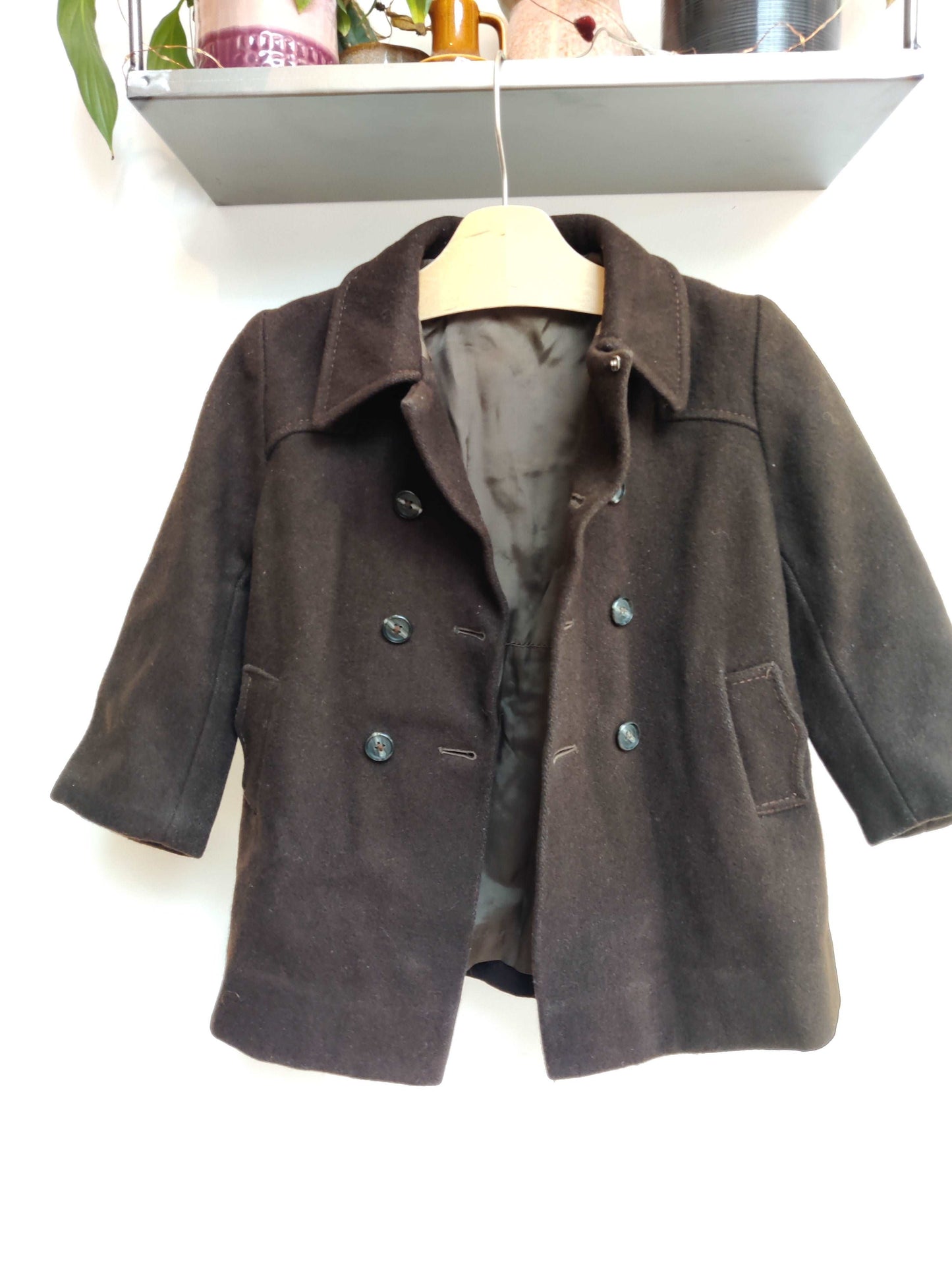Chocolate brown vintage wool jacket age 3.