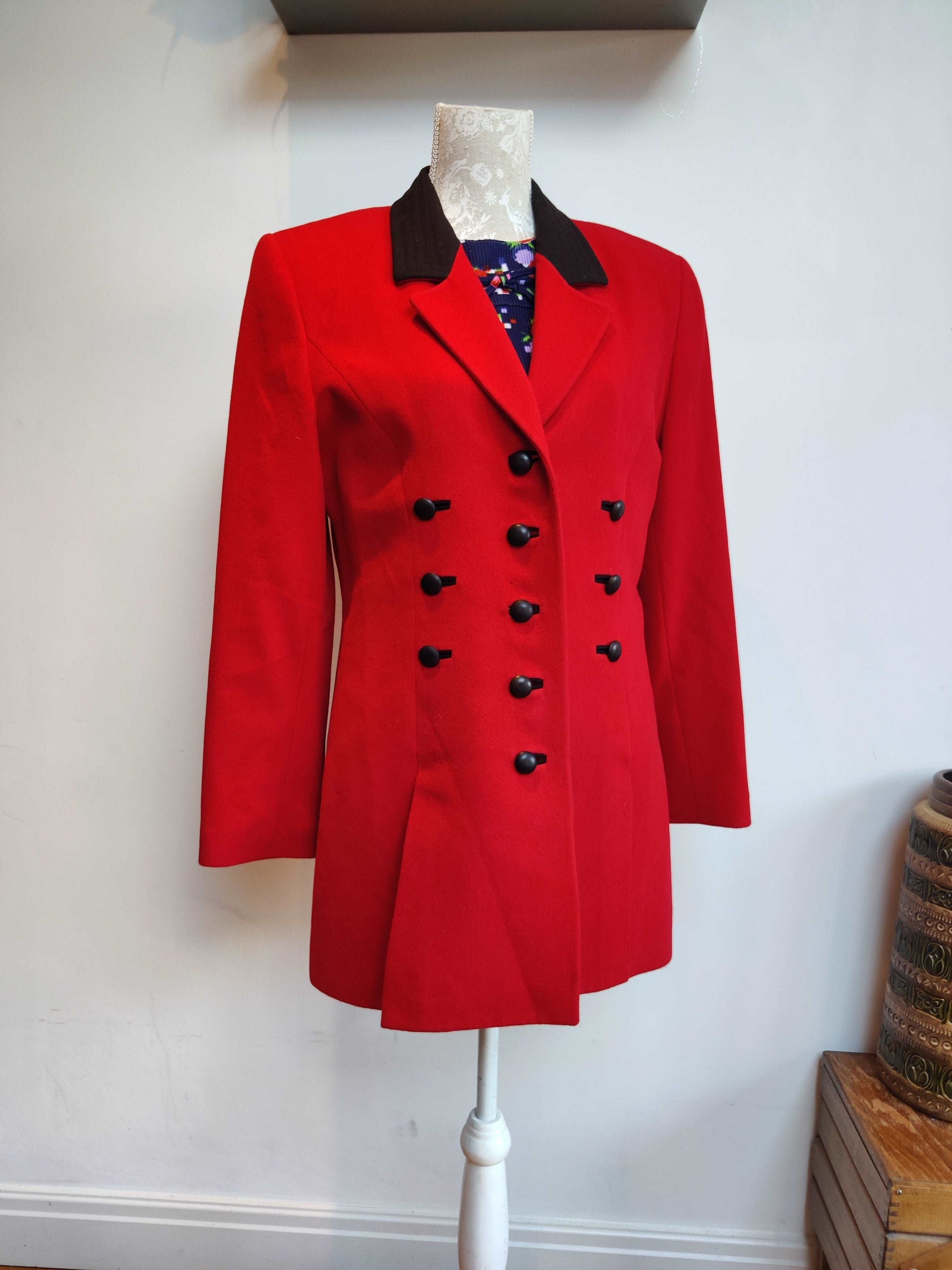 Incredible 80s Louis Feraud jacket in red and black