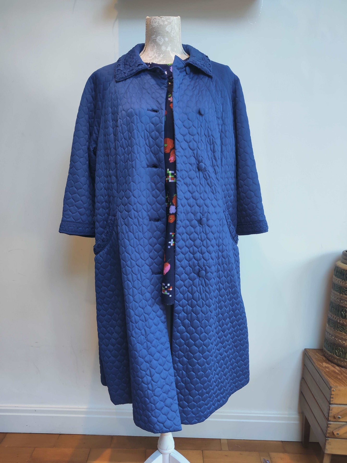 Royal blue vintage housecoat