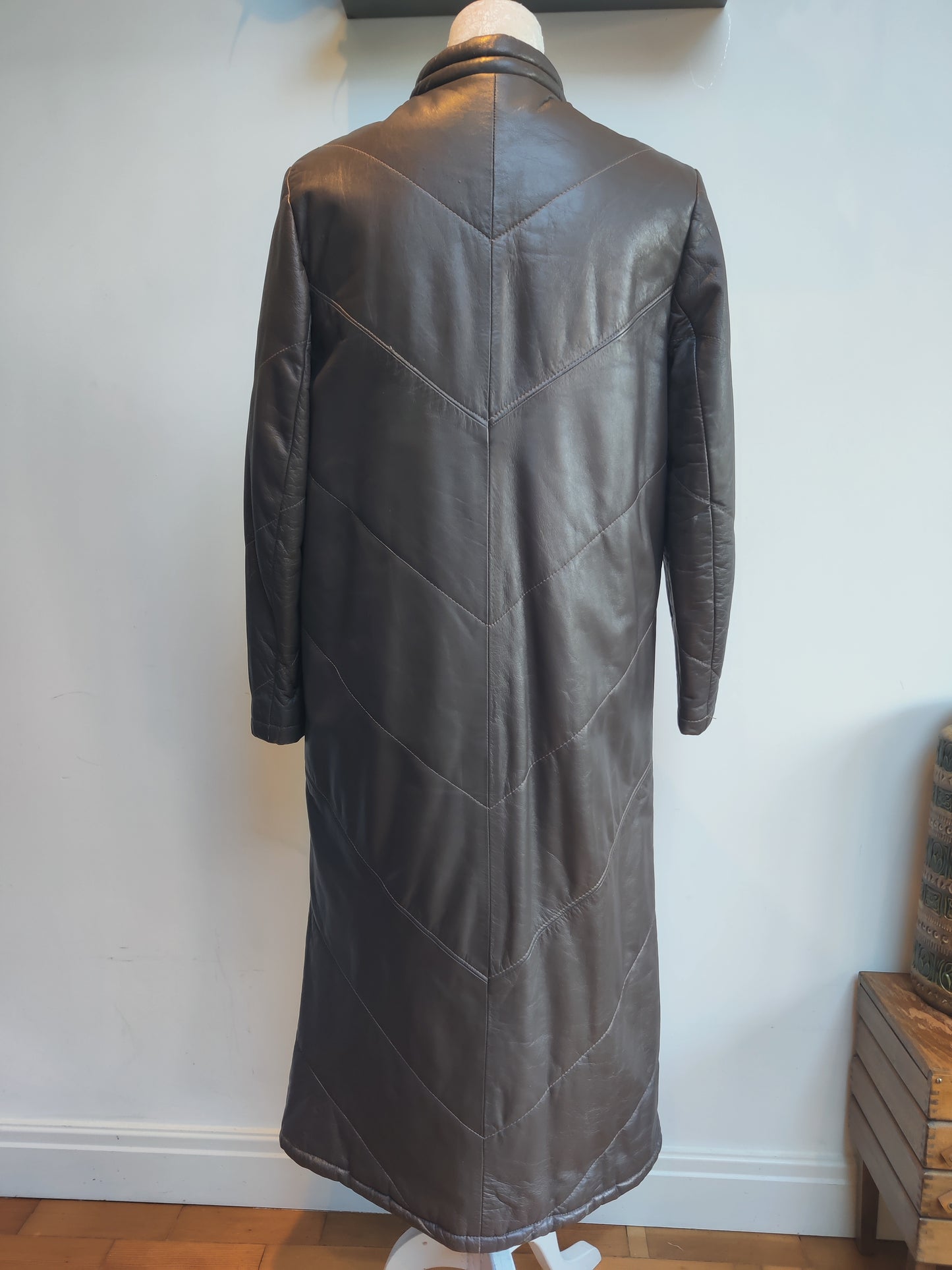 80s grey leather coat size 12
