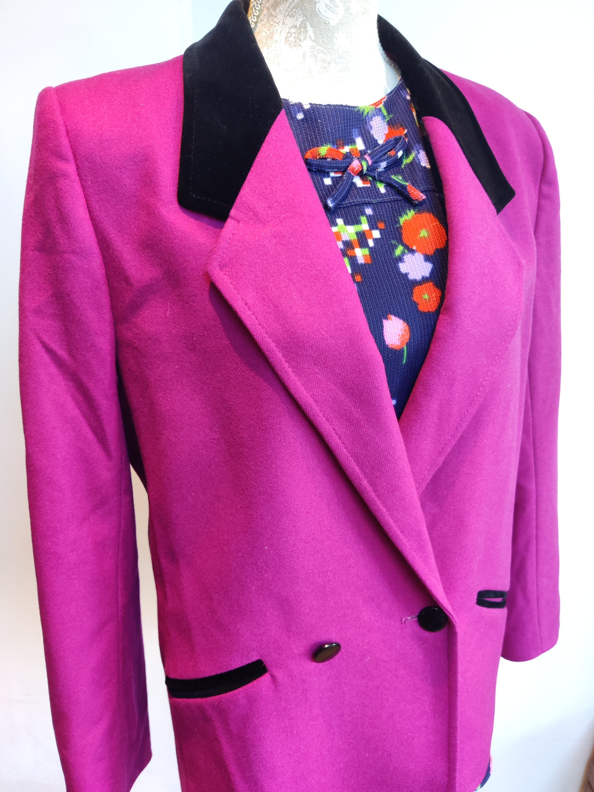 Pink and black 80s blazer by Windsmoor