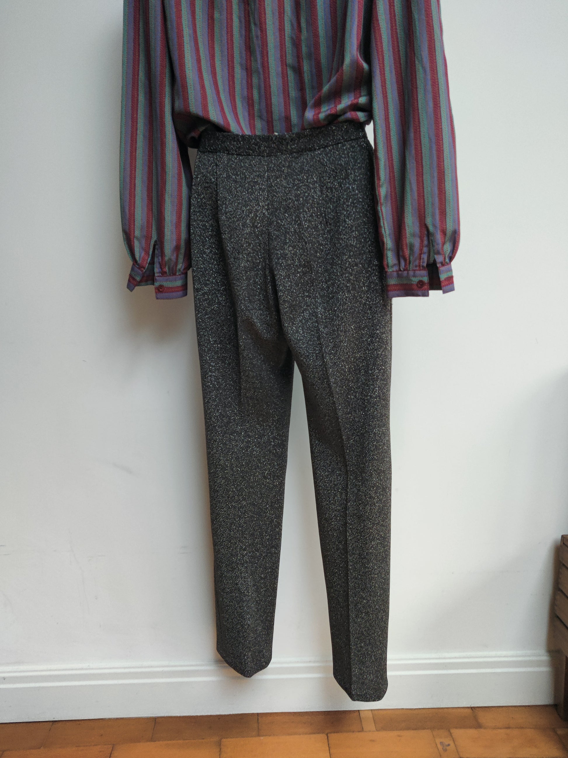 Silver vintage glitter trousers size 8.