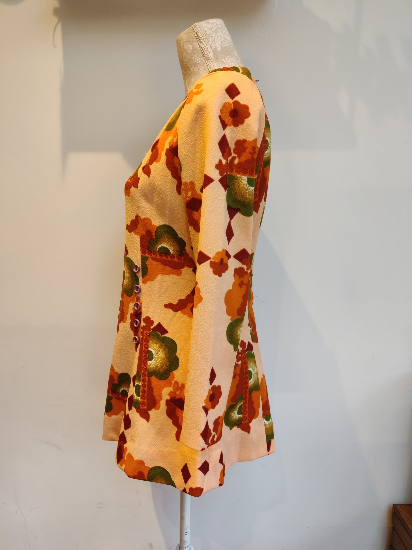 Modette tunic in orange abstract print. Size 10 -12