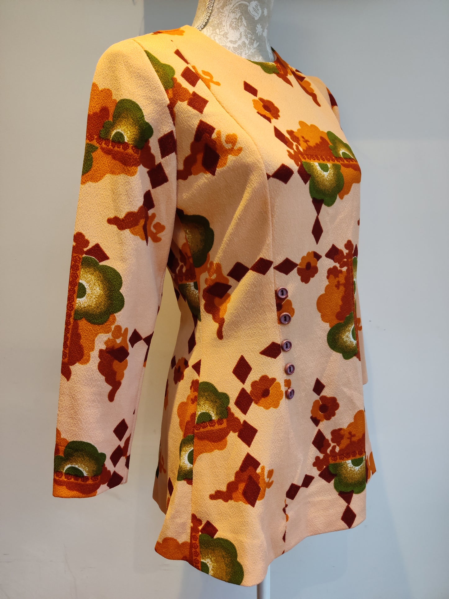 Modette tunic in orange abstract print. Size 10 -12