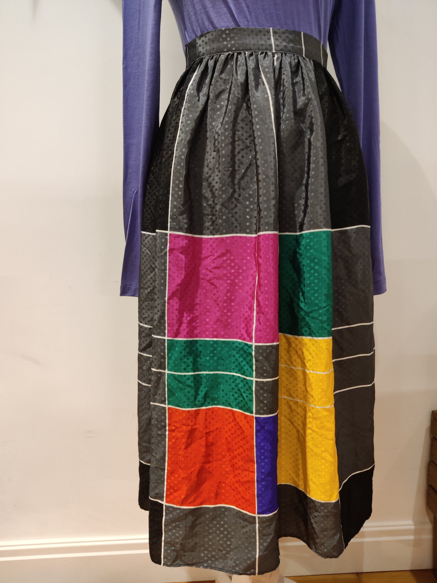 80s colour block midi skirt size 8.