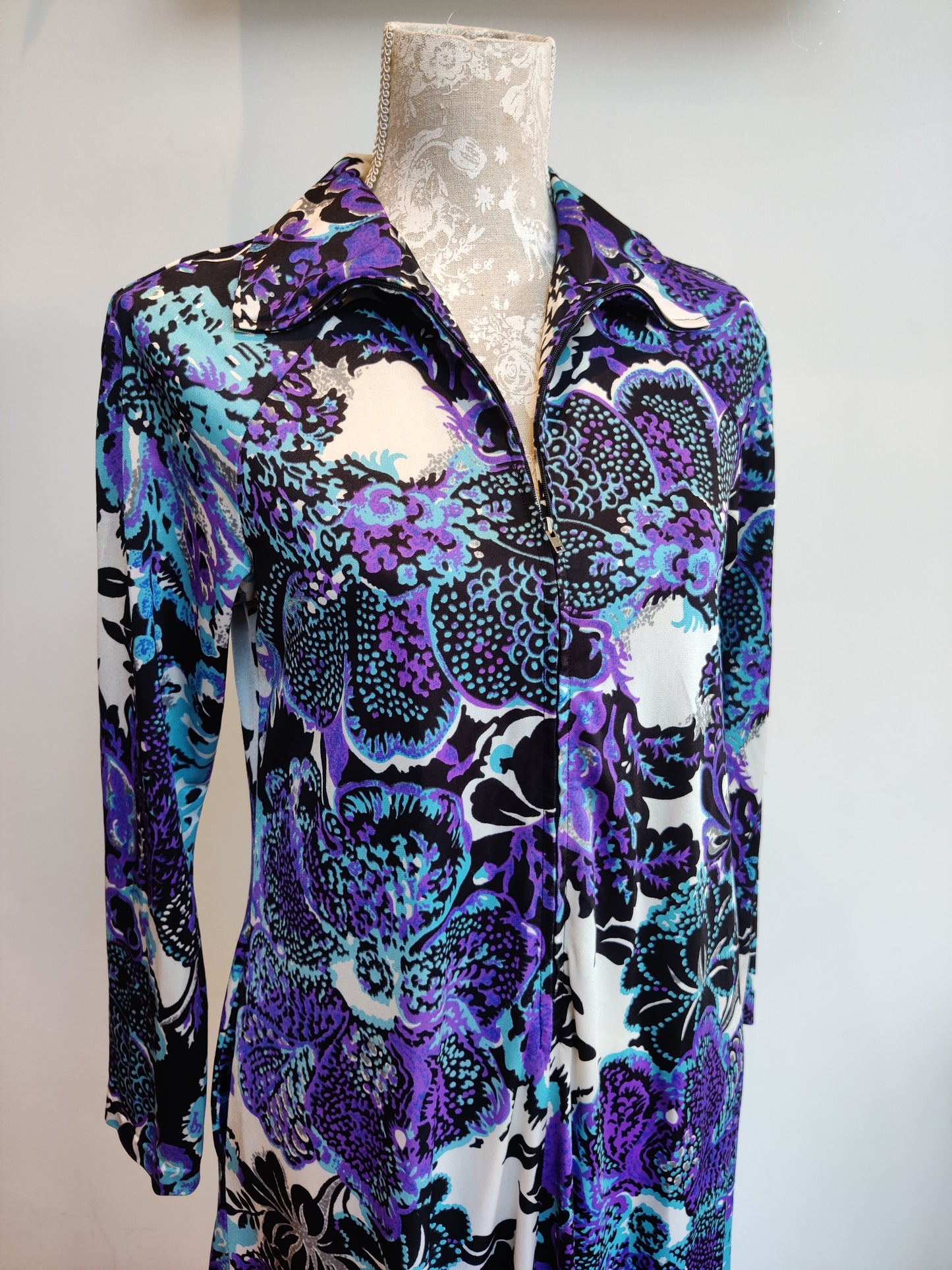 lovely purple and black paisley dress