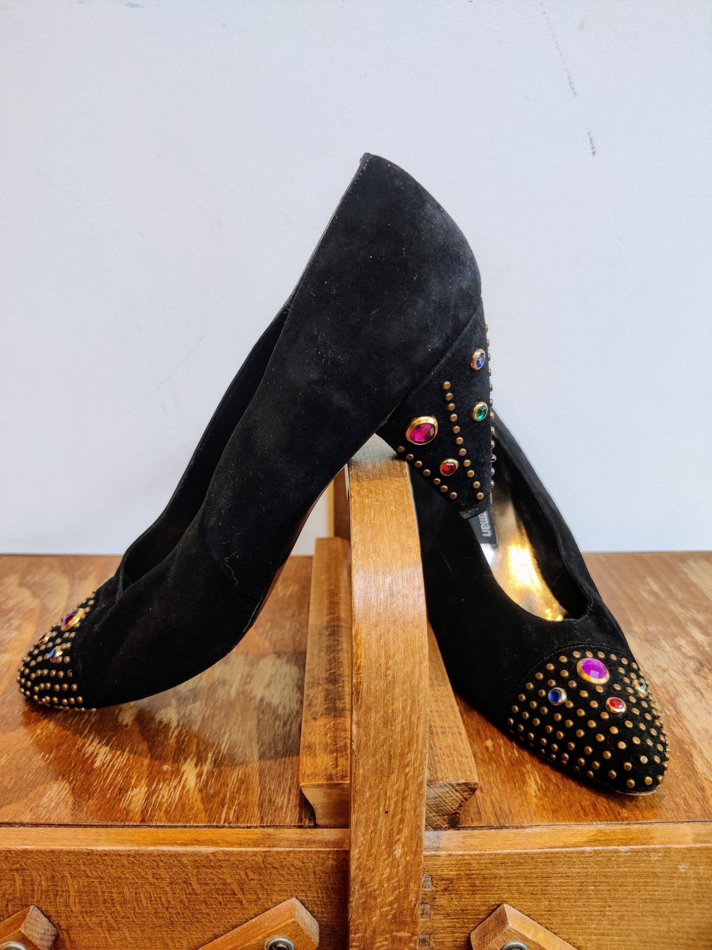 Vintage Russell and Bromley heels with rainbow jewels