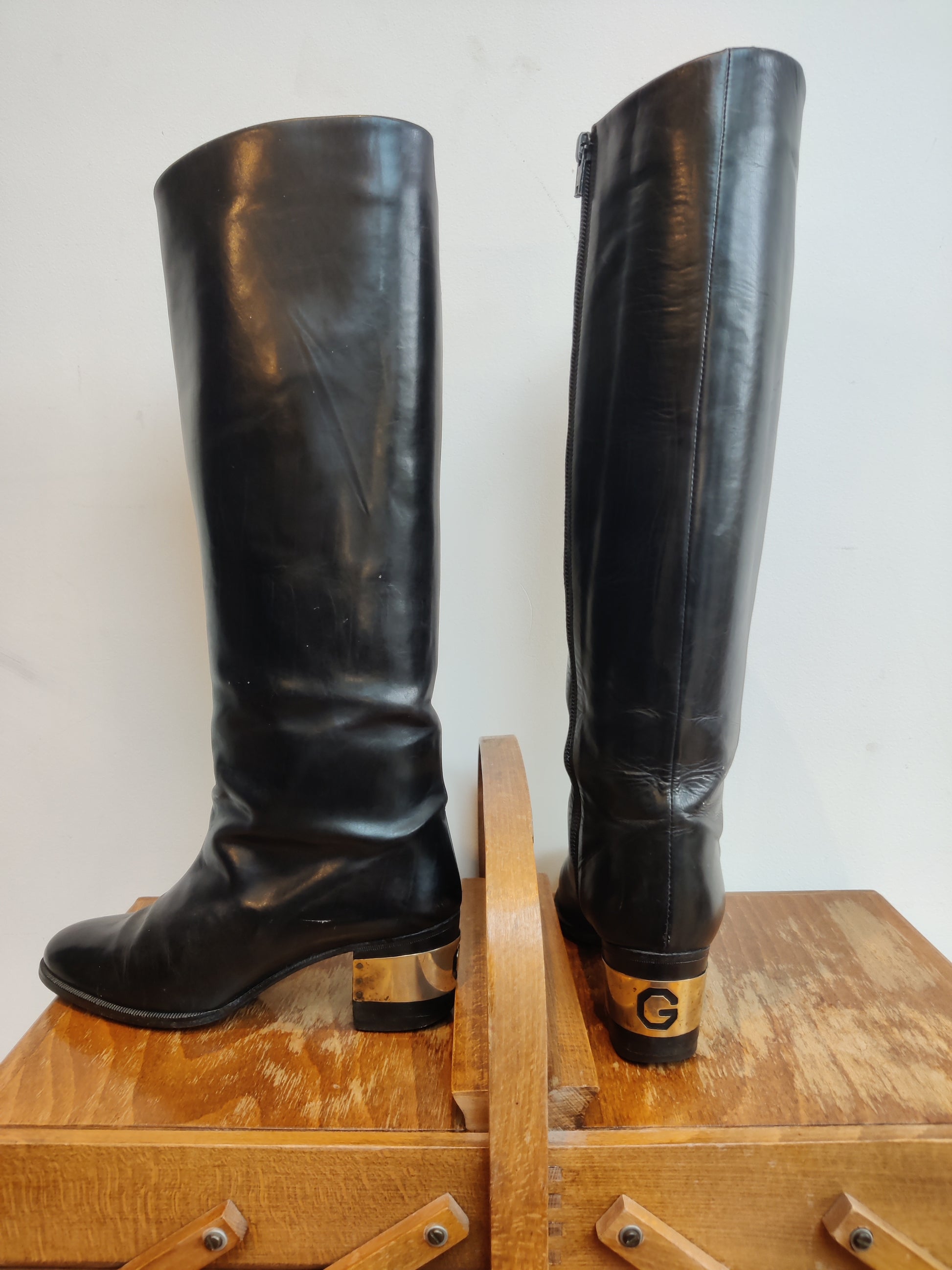 Rare and stunning vintage Givenchy knee high boots black