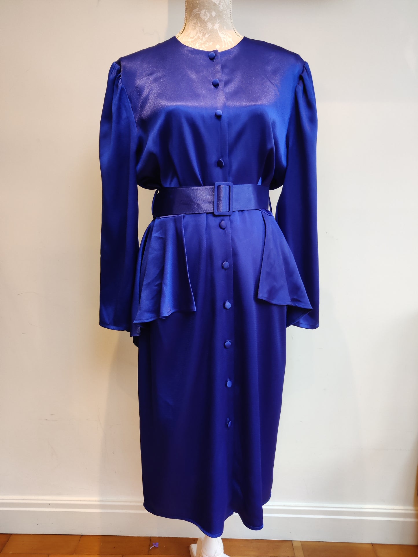 Electric blue 80's midi dress size 12.
