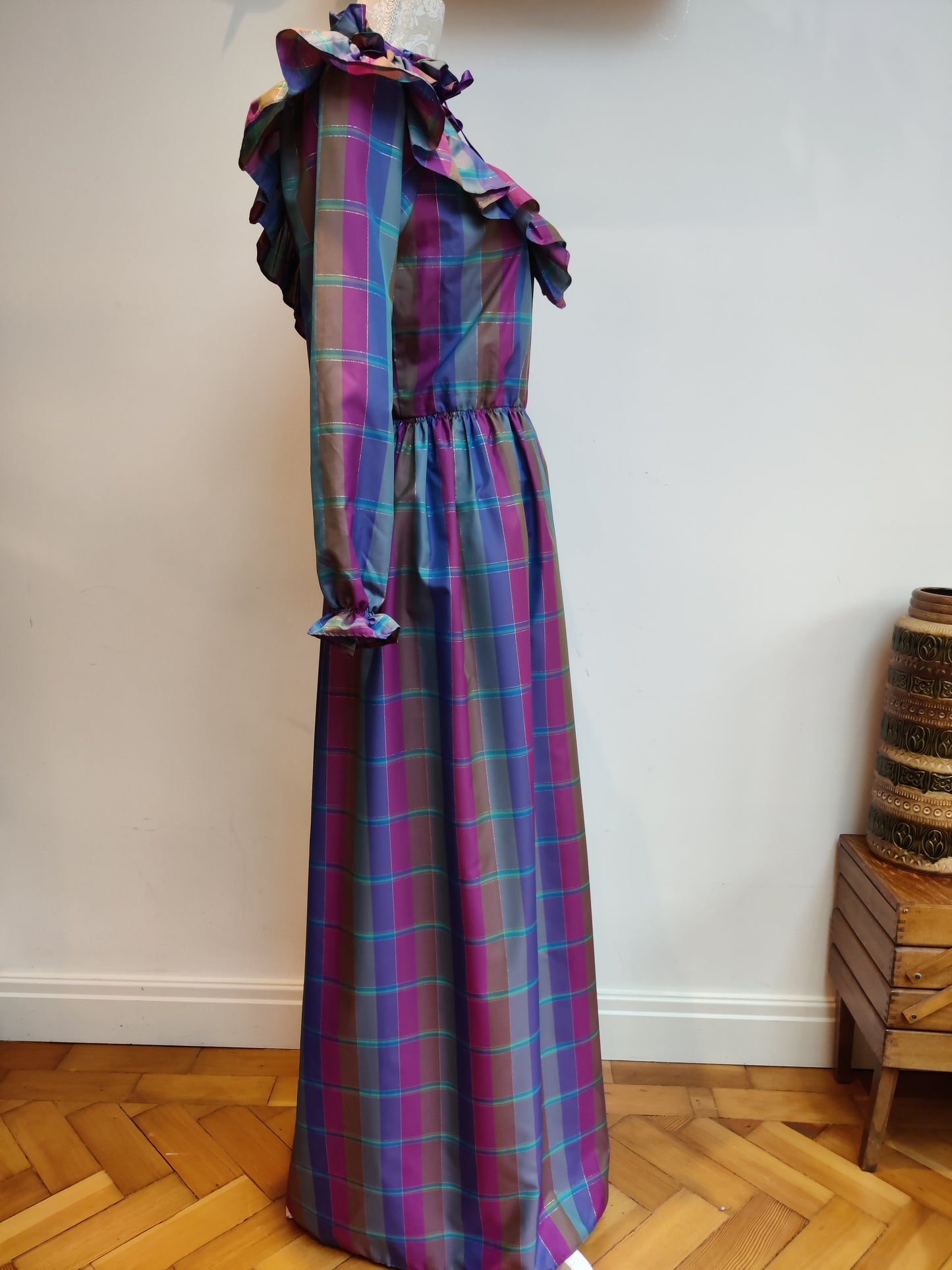 Purple and blue 70s print maxi dress 12