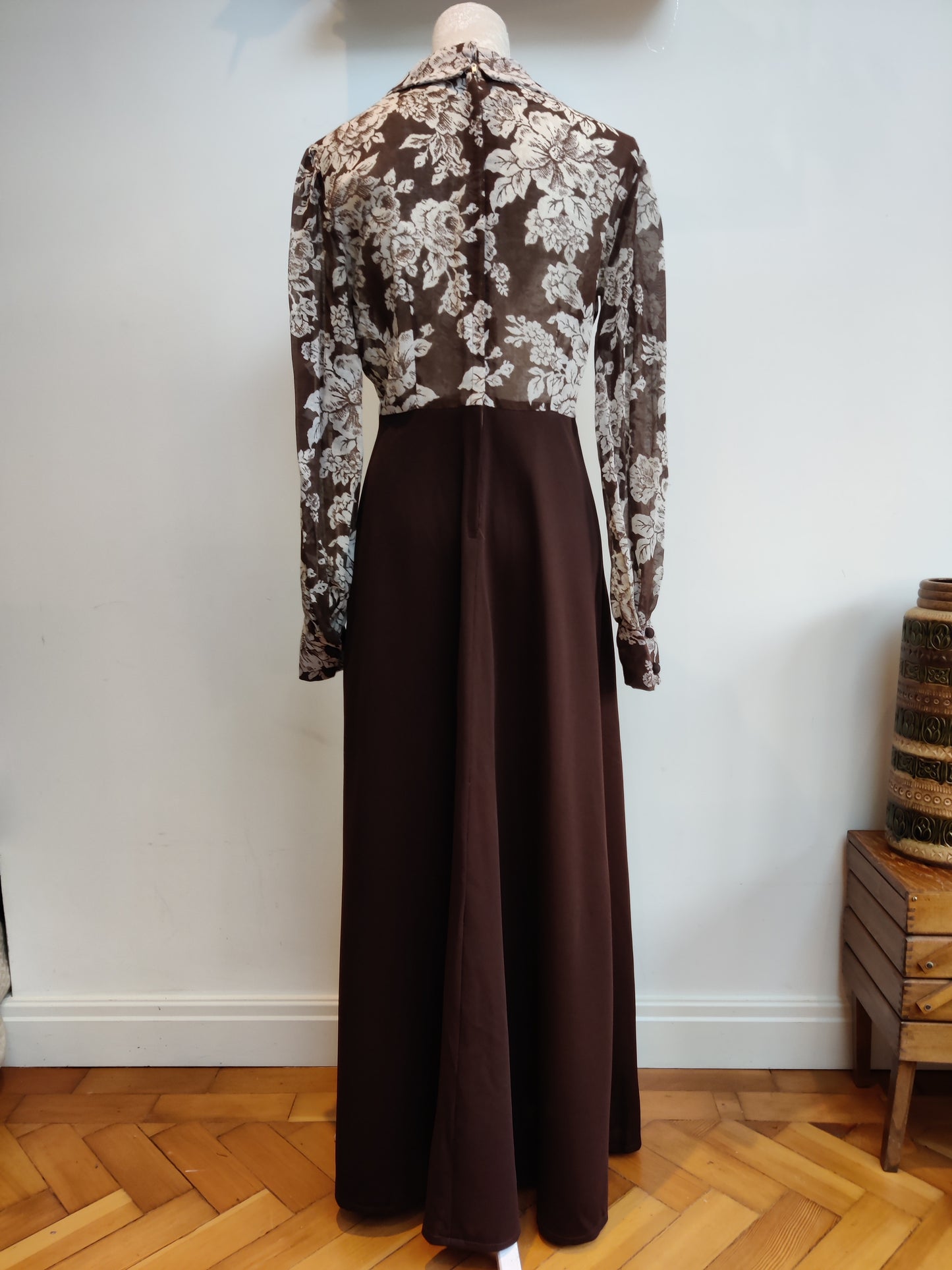 70s floral boho maxi dress size 12