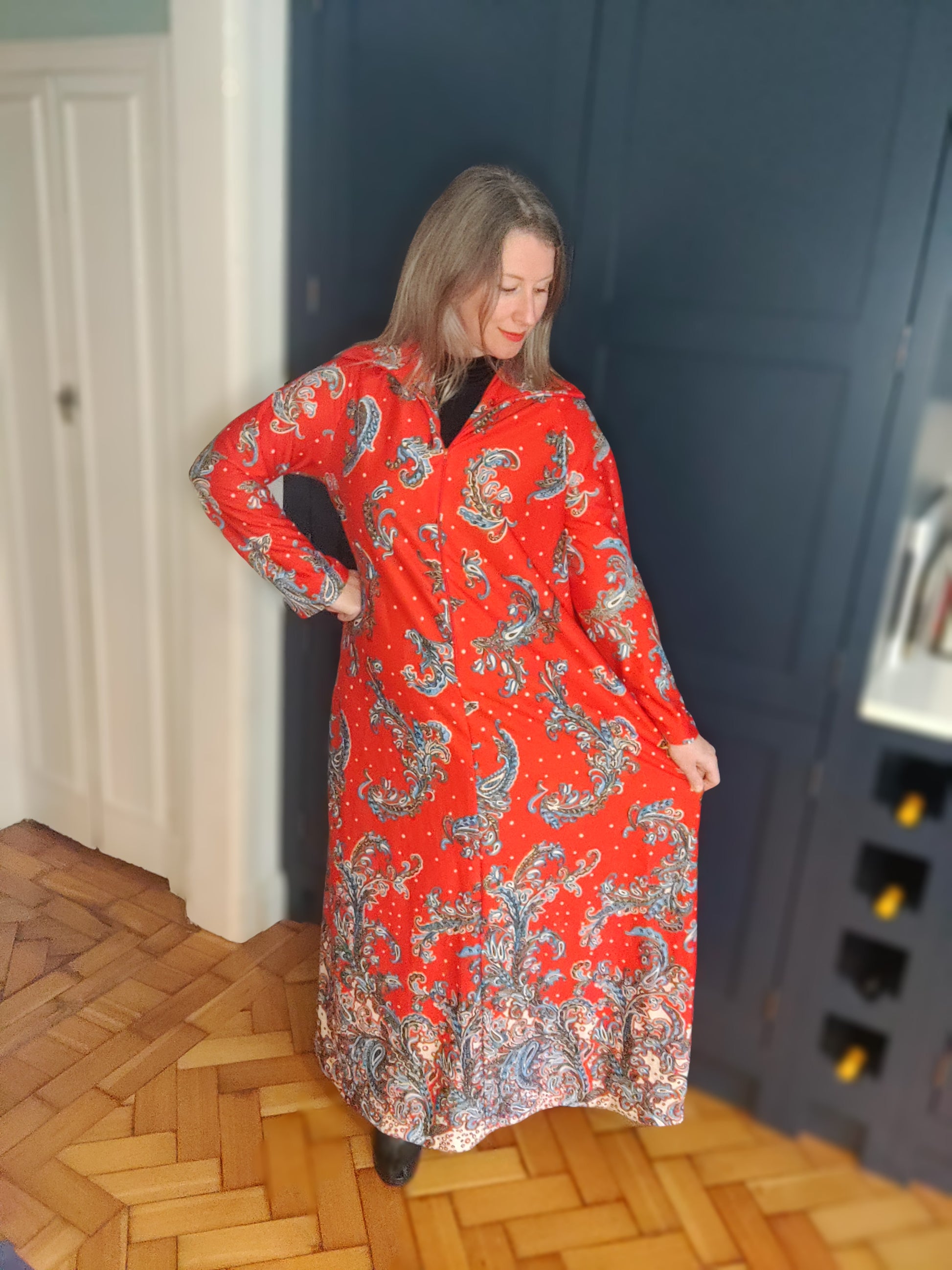 70s paisley maxi dress with paisley print 16-18