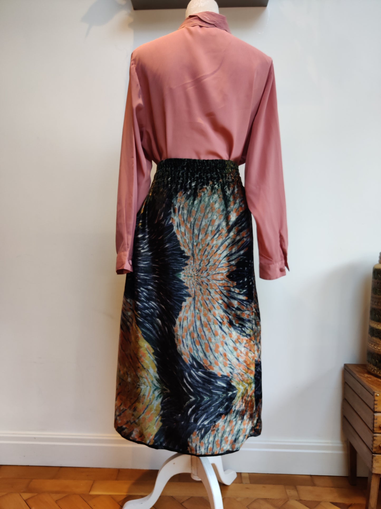 Velvet vintage midi skirt plus size