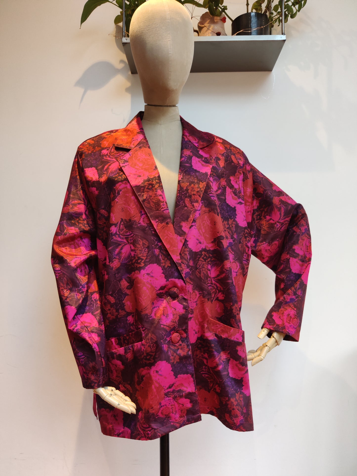 Gorgeous floral cerise vintage jacket