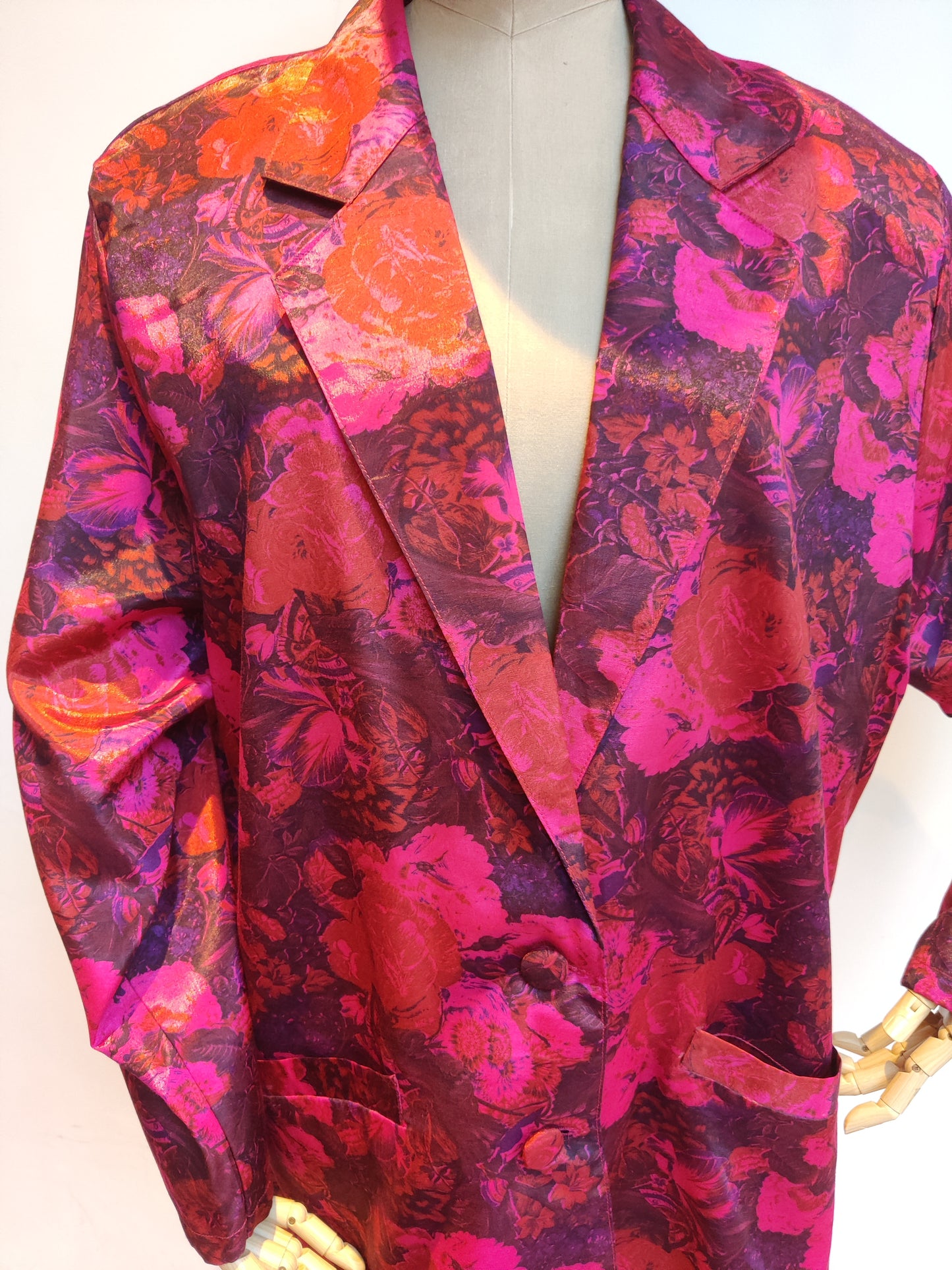 Vibrant pink floral plus size jacket