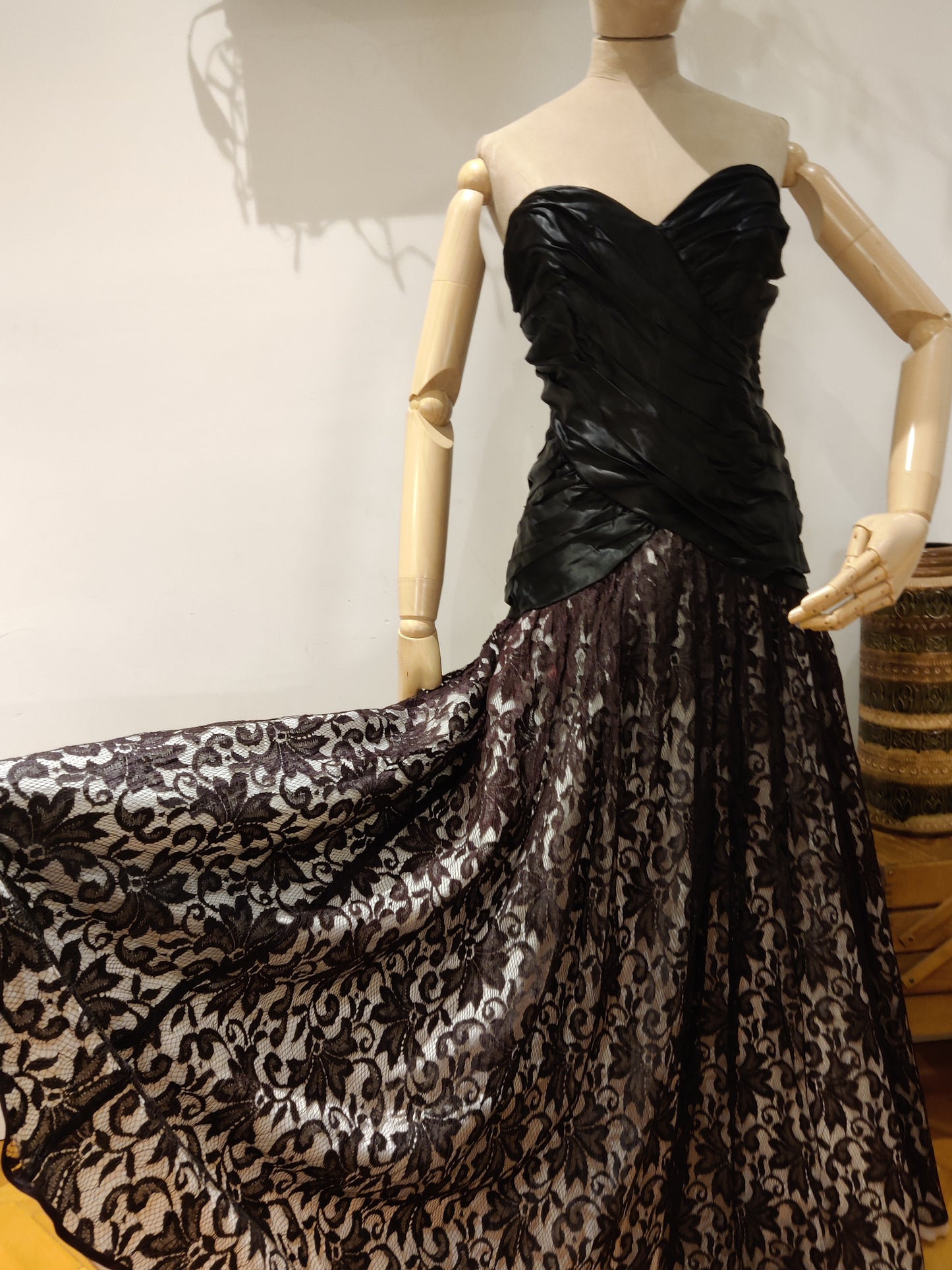Black strapless boned vintage dress