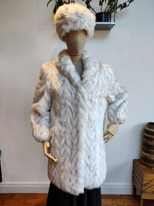 Glamourous vintage faux fur jacket and matching hat