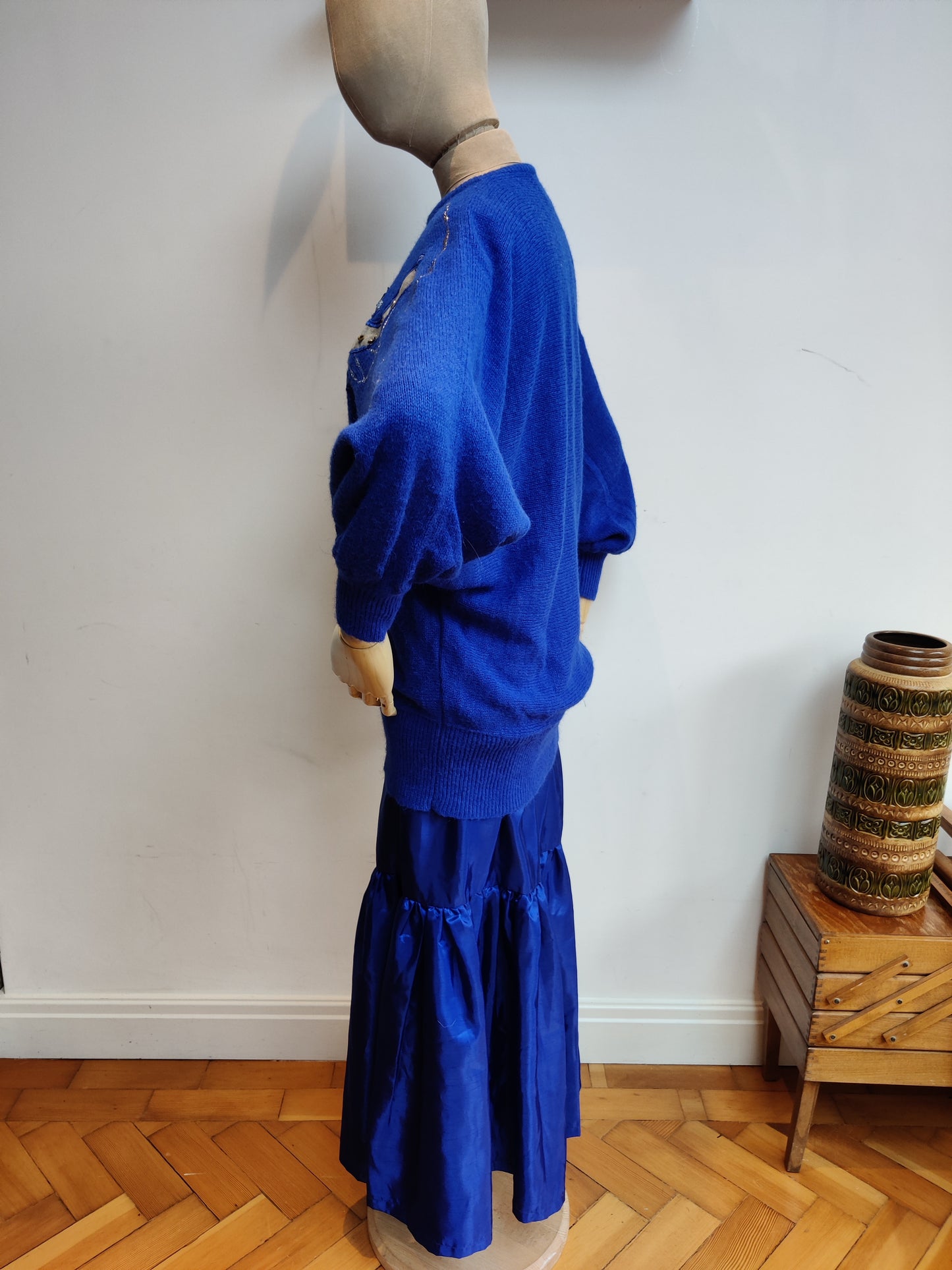 longer style blue vintage mohair jumper