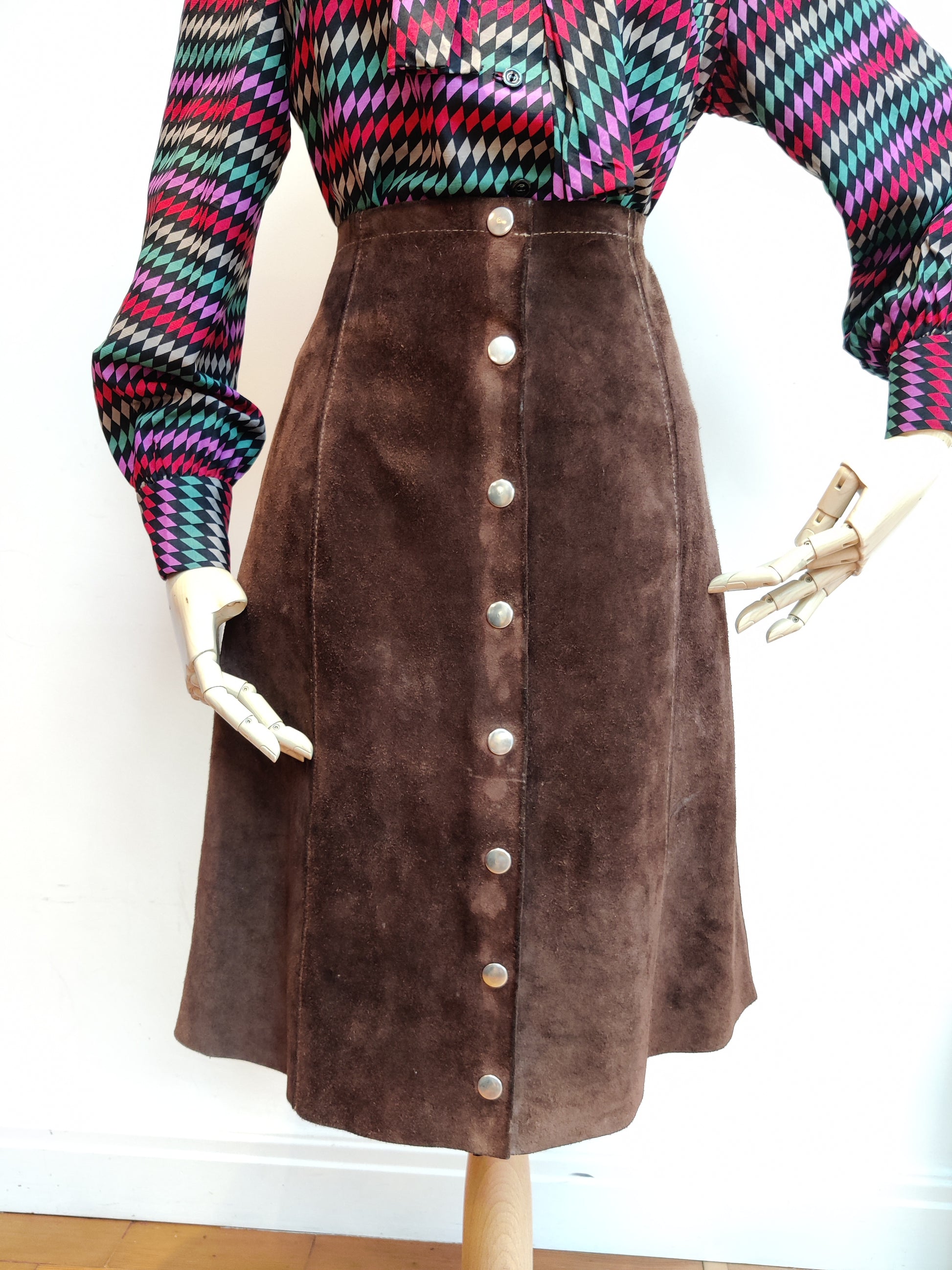 Brown suede vintage skirt