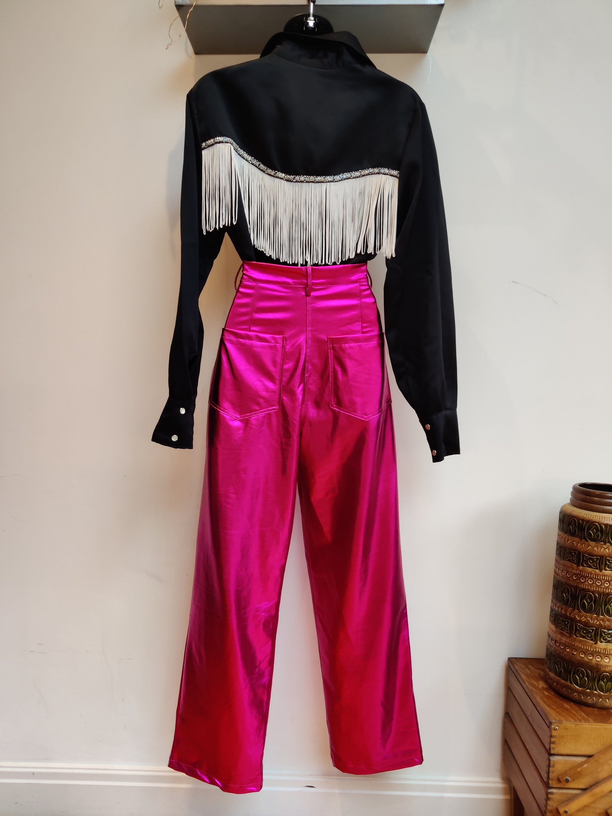 Shiny pink vintage trousers size 12