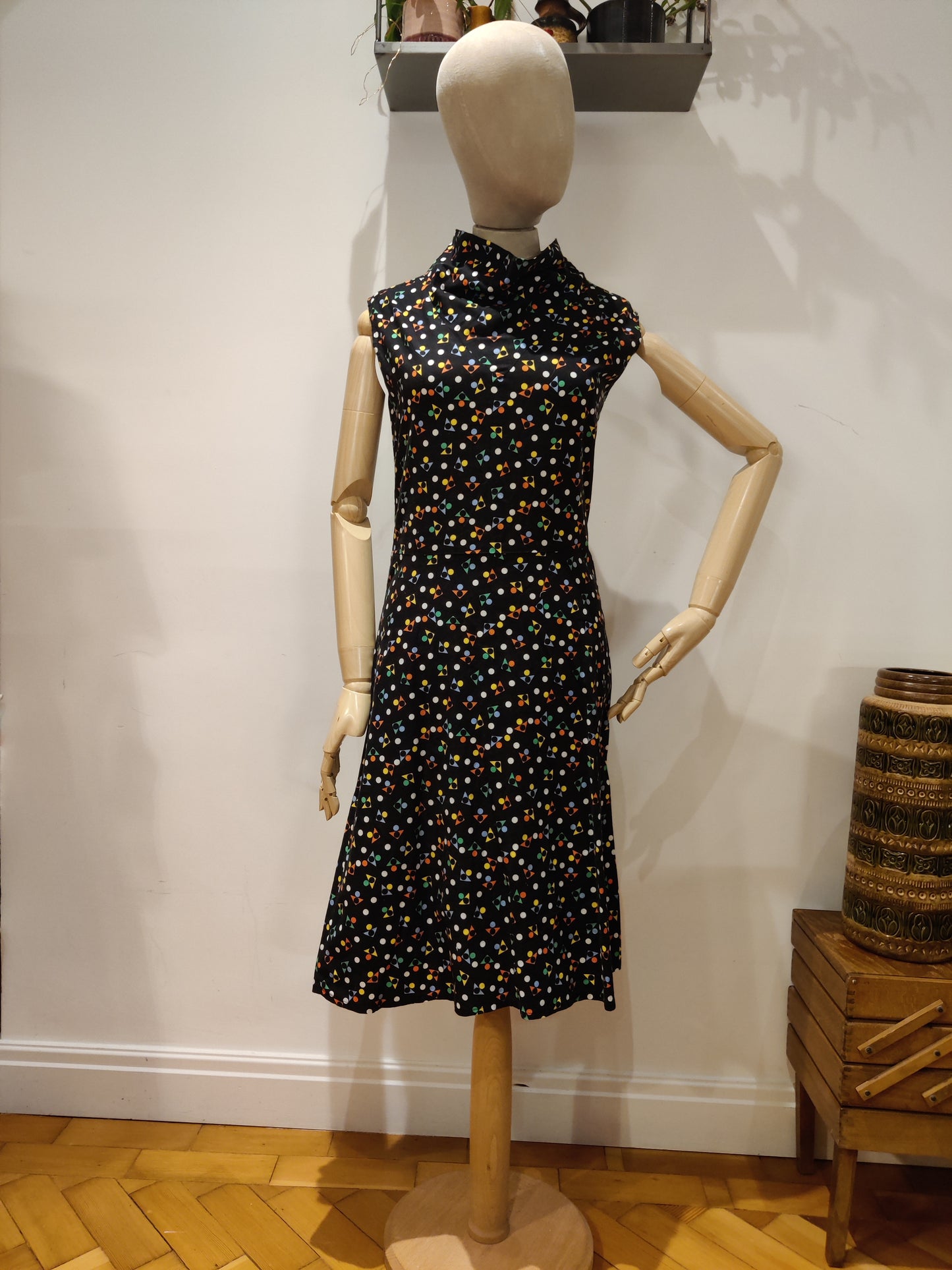 Multicoloured sprinkle print vintage dress size 8-10