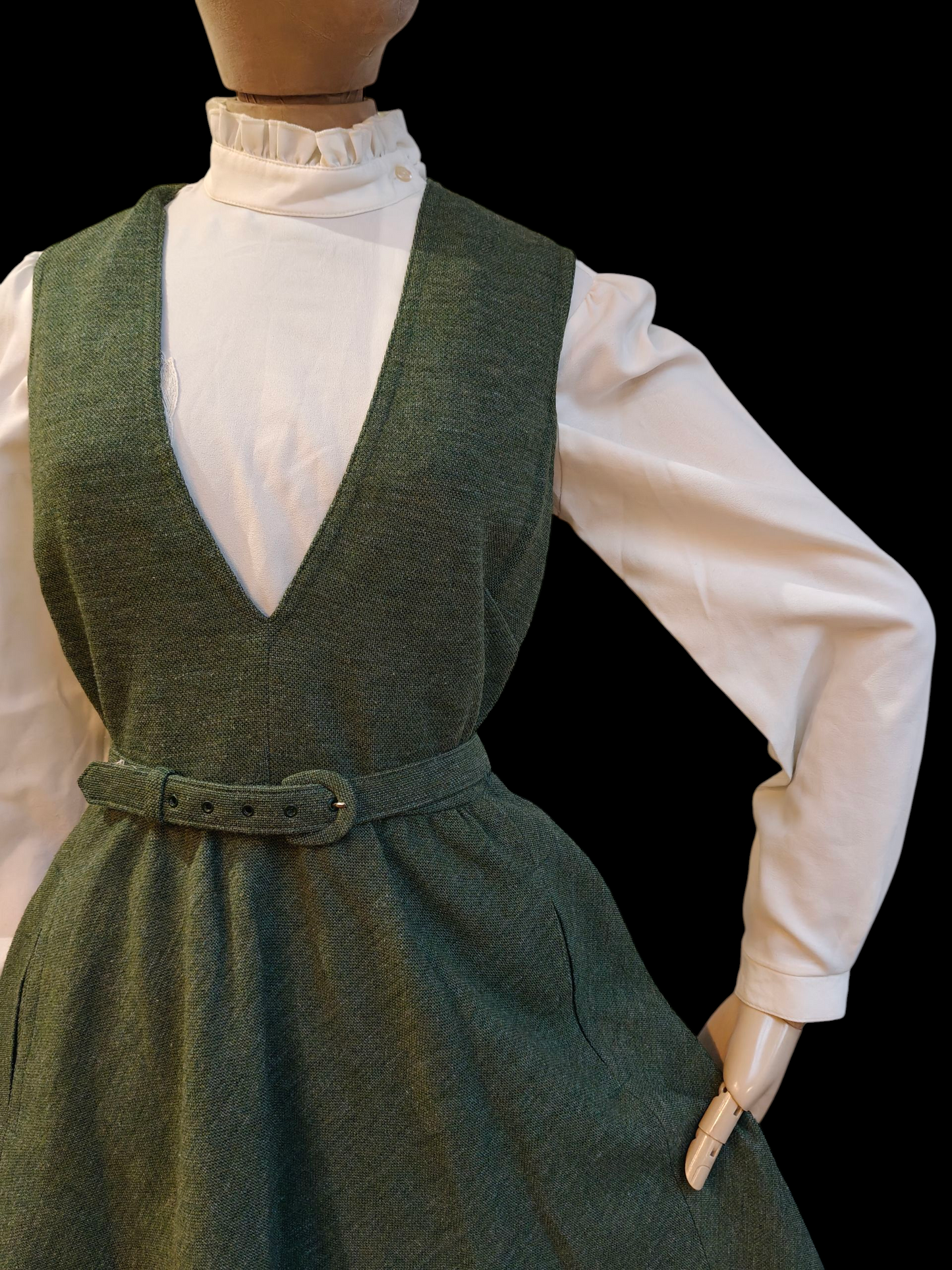 Green 1960's wool pinafore dress