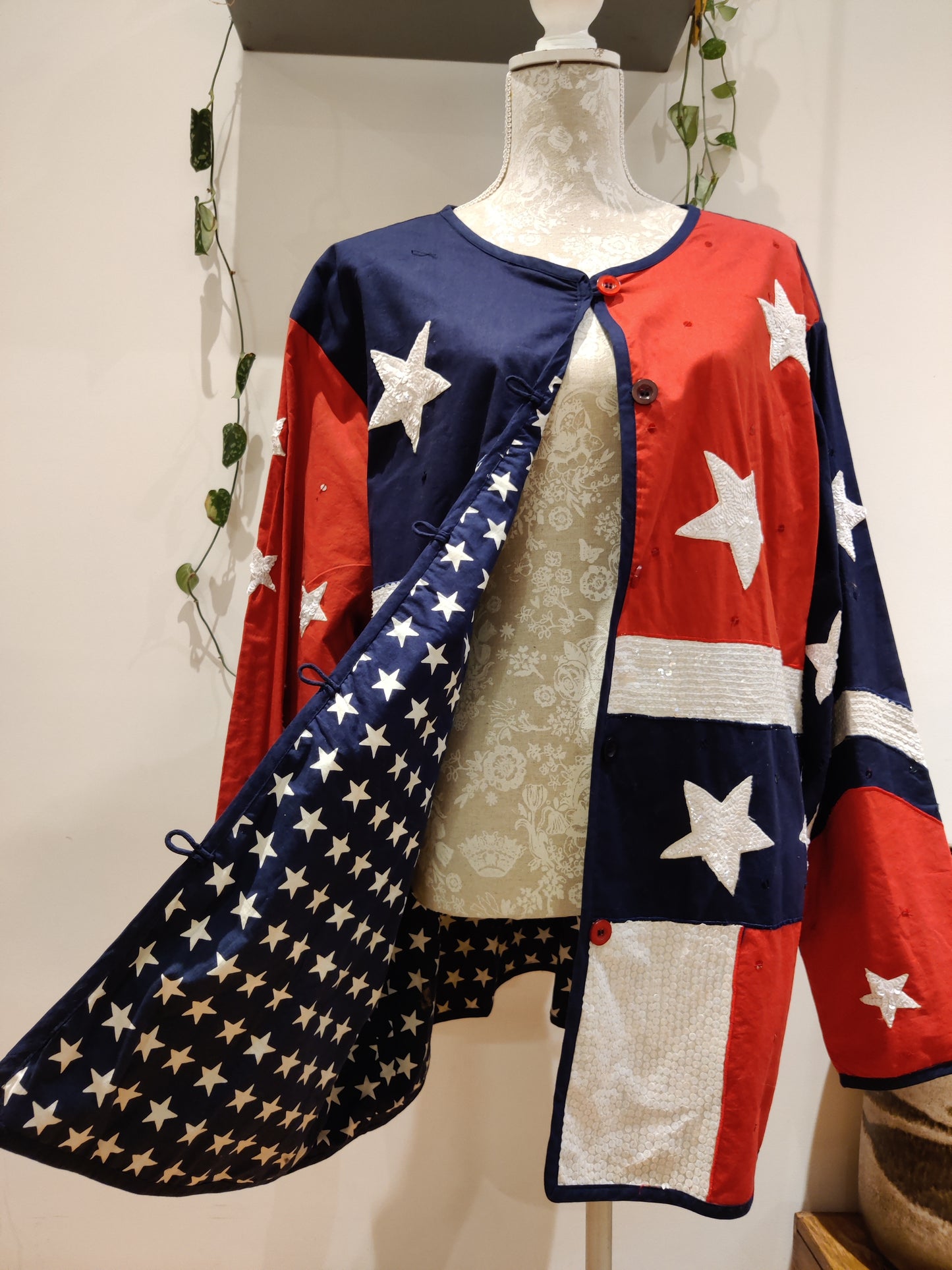 Really fun American flag jacket plus size.