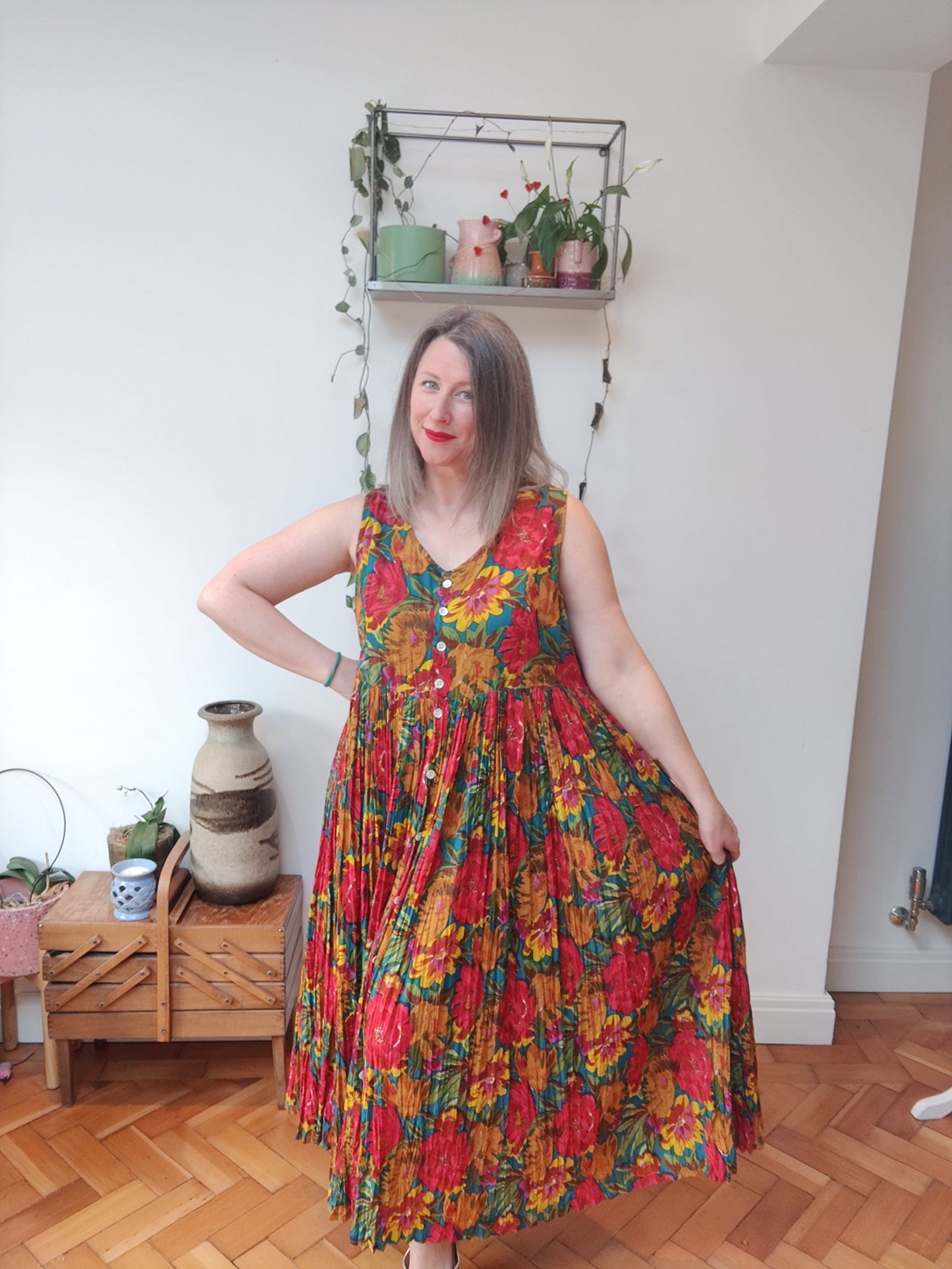 Plus size vintage floral maxi dress
