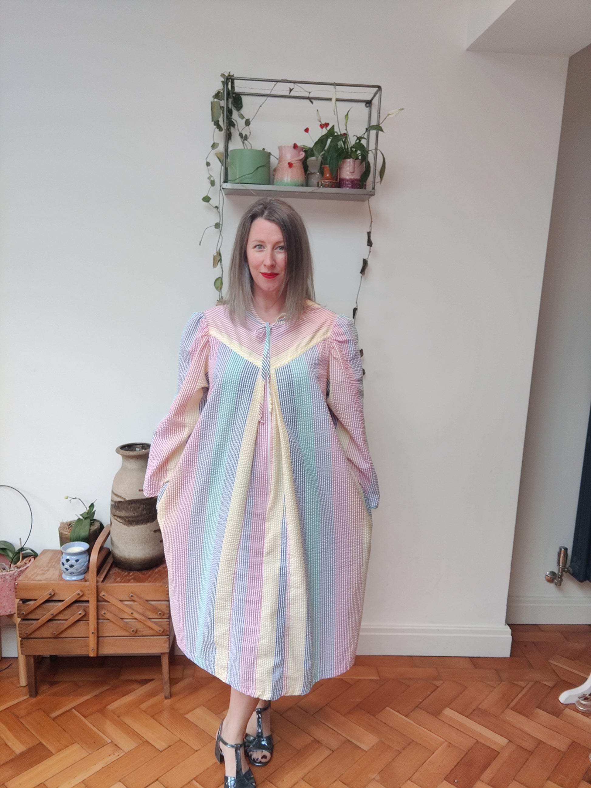 Rainbow seersucker saybury dress