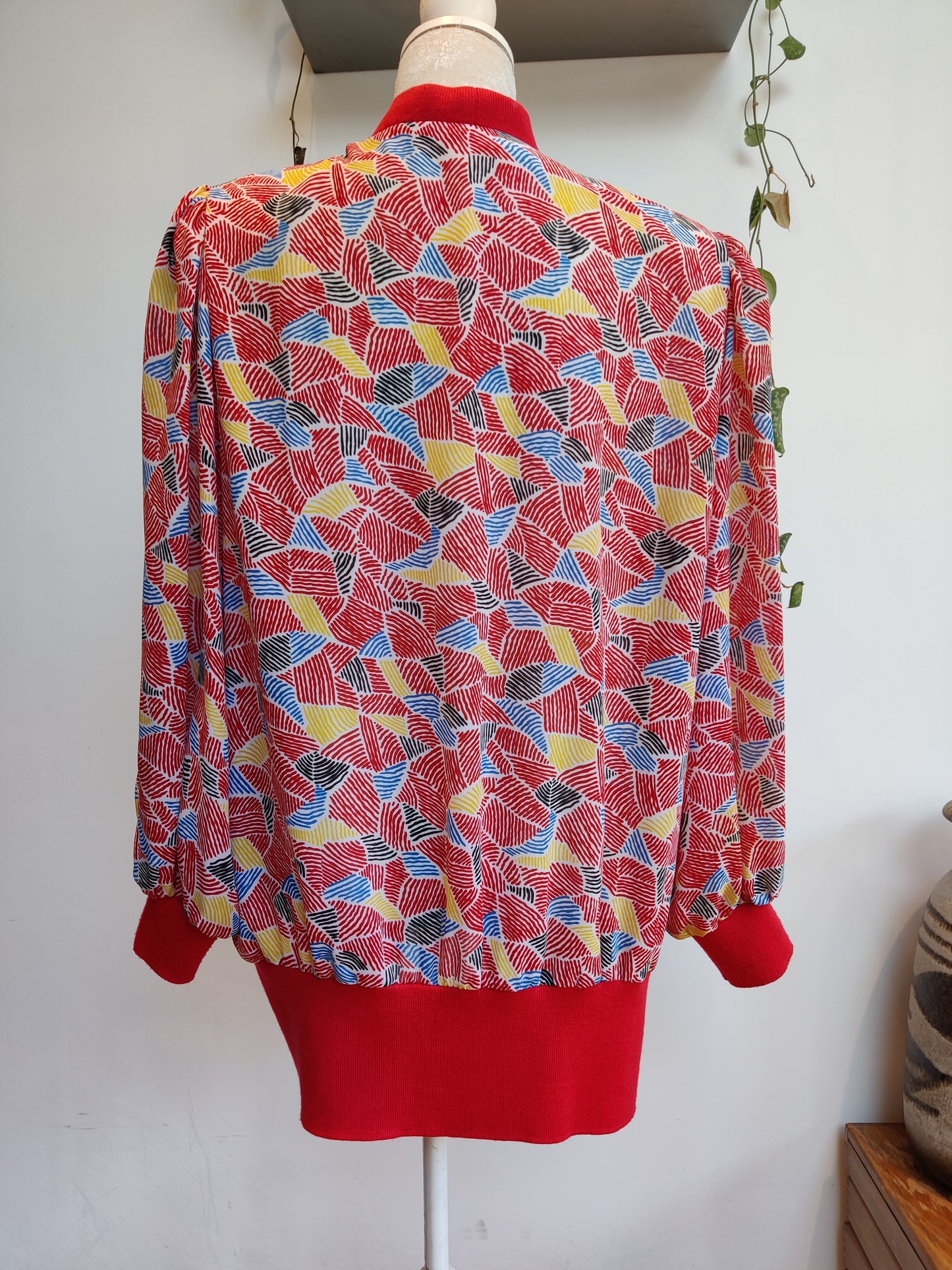 80s multicoloured retro print cardigan.