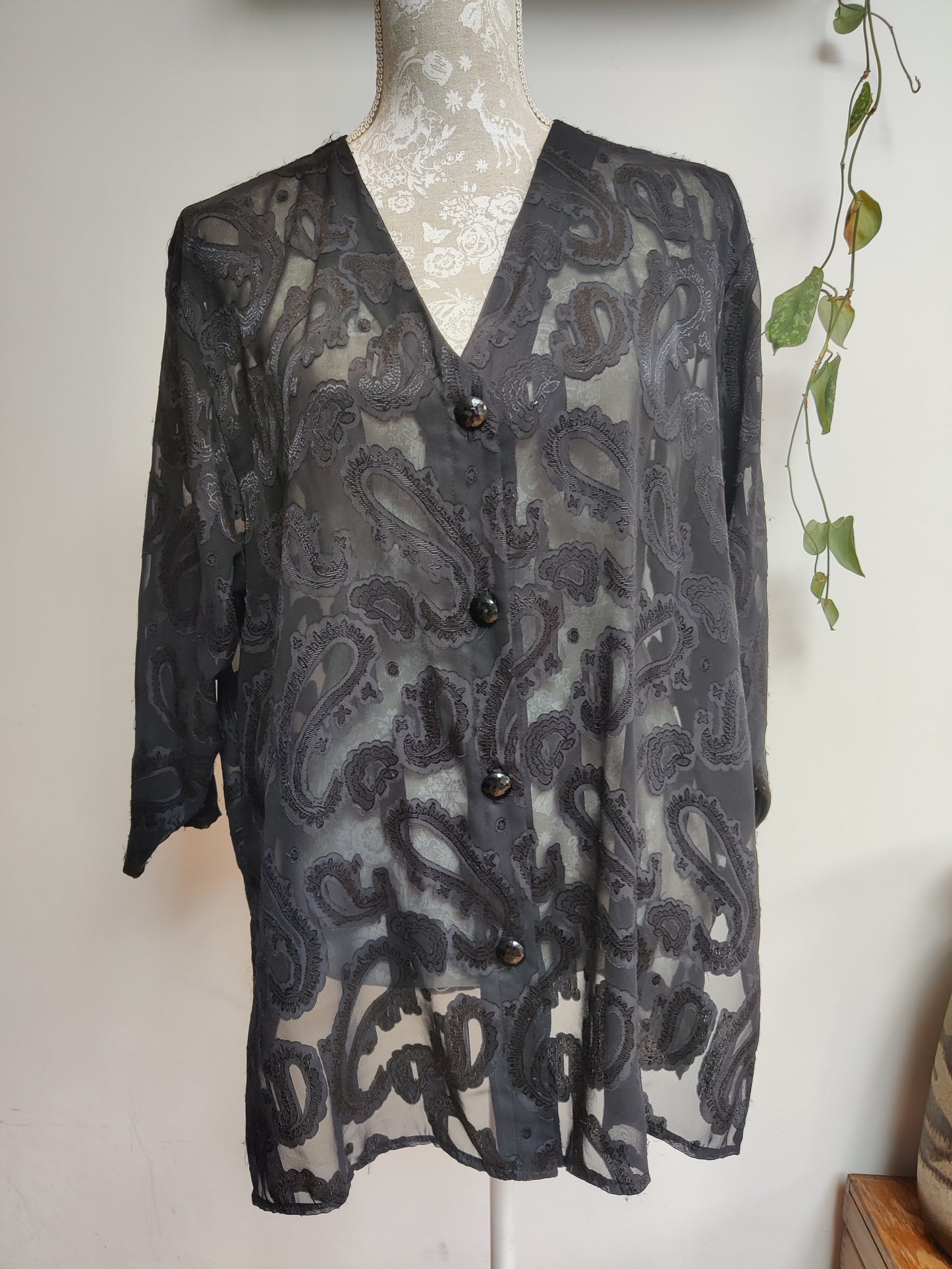 Black chiffon paisley blouse