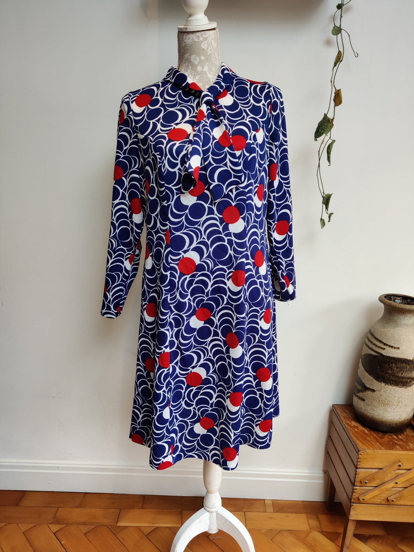 Stunning red white and blue vintage dress
