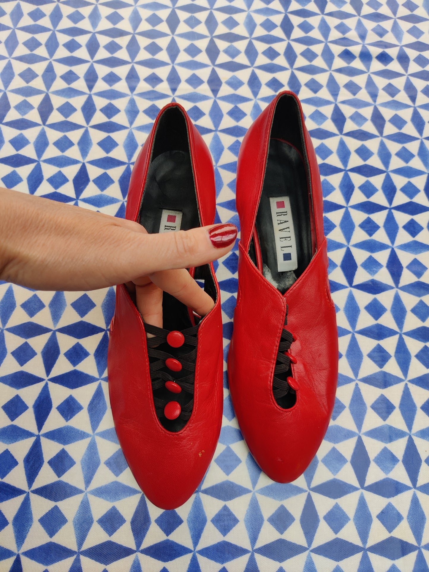 Red leather 80s shoes size 8