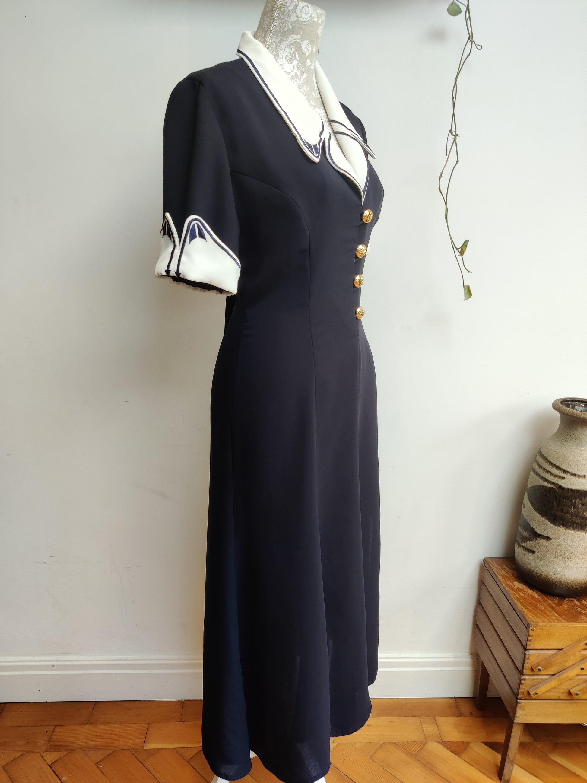 Vintage navy midi dress. Goodwood.