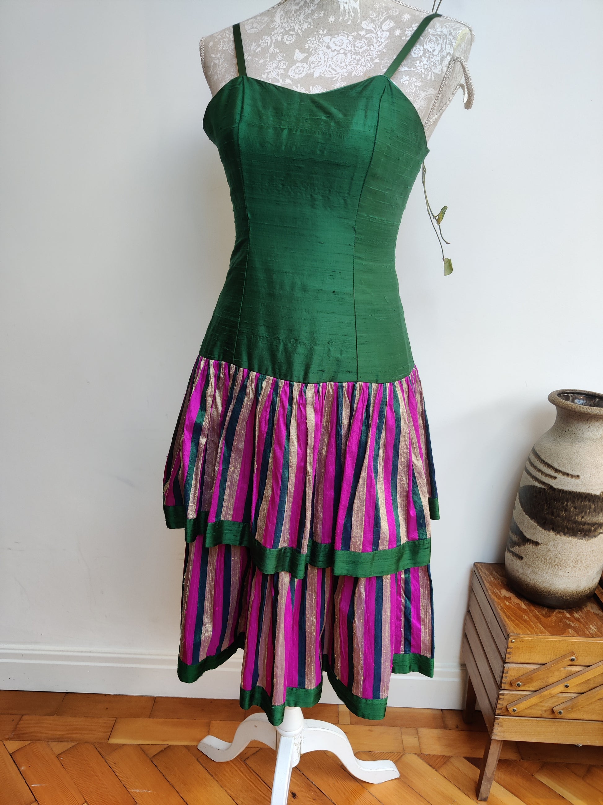 Rainbow stripe 70s indian dress.